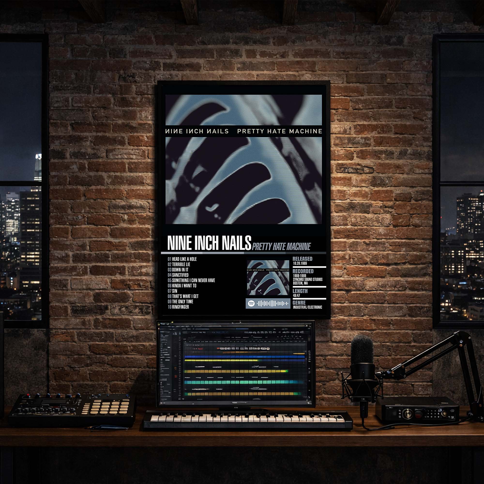Nine Inch Nails - Pretty Hate Machine Album Poster Hanging in Music Studio Room Decor