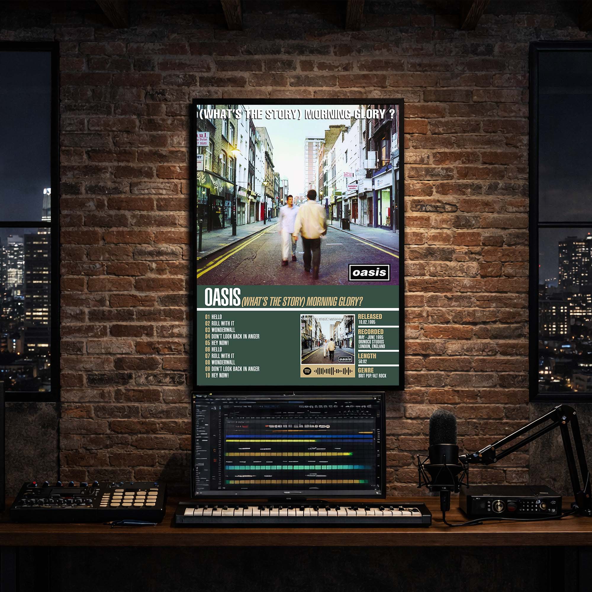 Oasis - (What's the Story) Morning Glory? Album Poster Hanging in Music Studio Room Decor