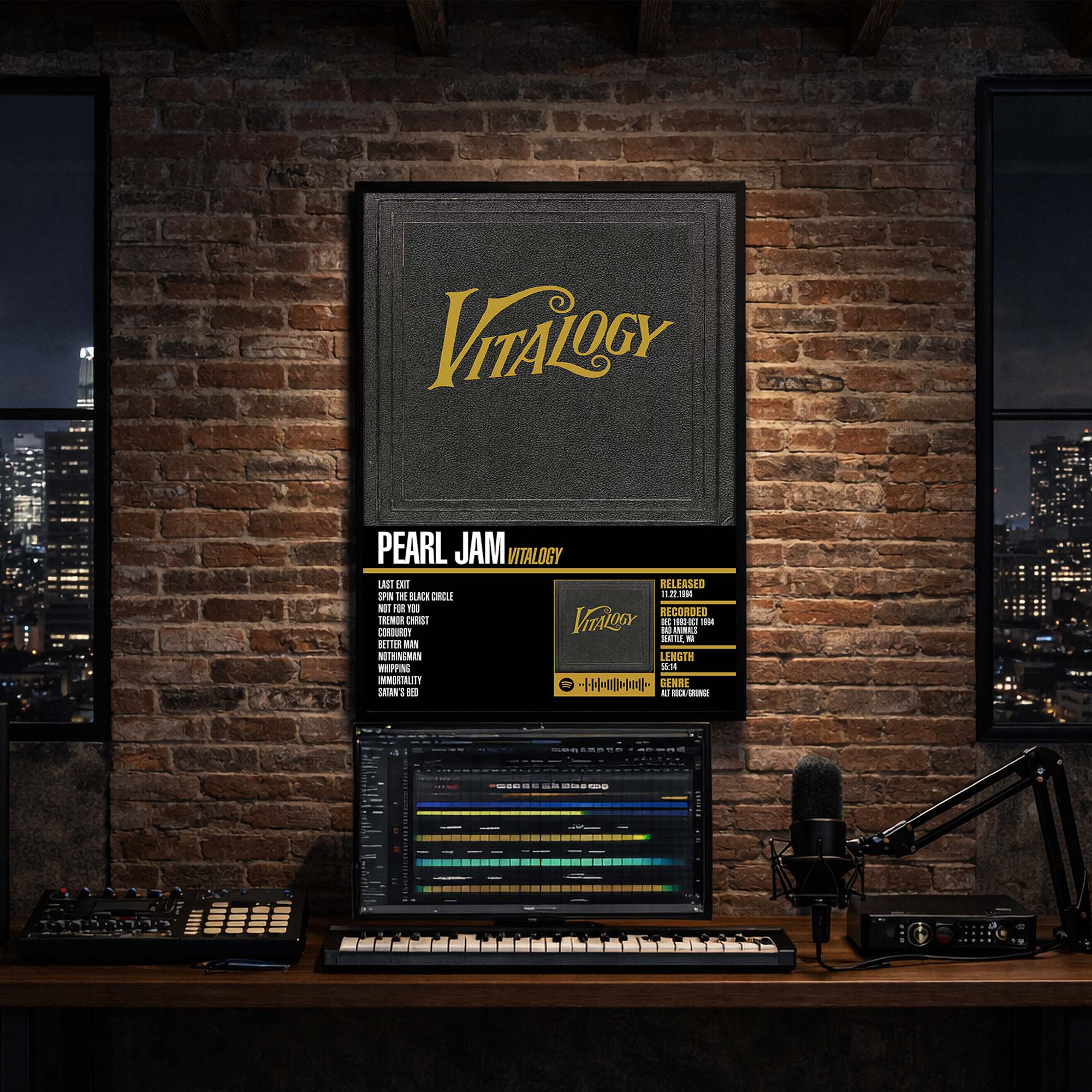Pearl Jam - Vitalogy Album Poster Hanging in Music Studio Room Decor