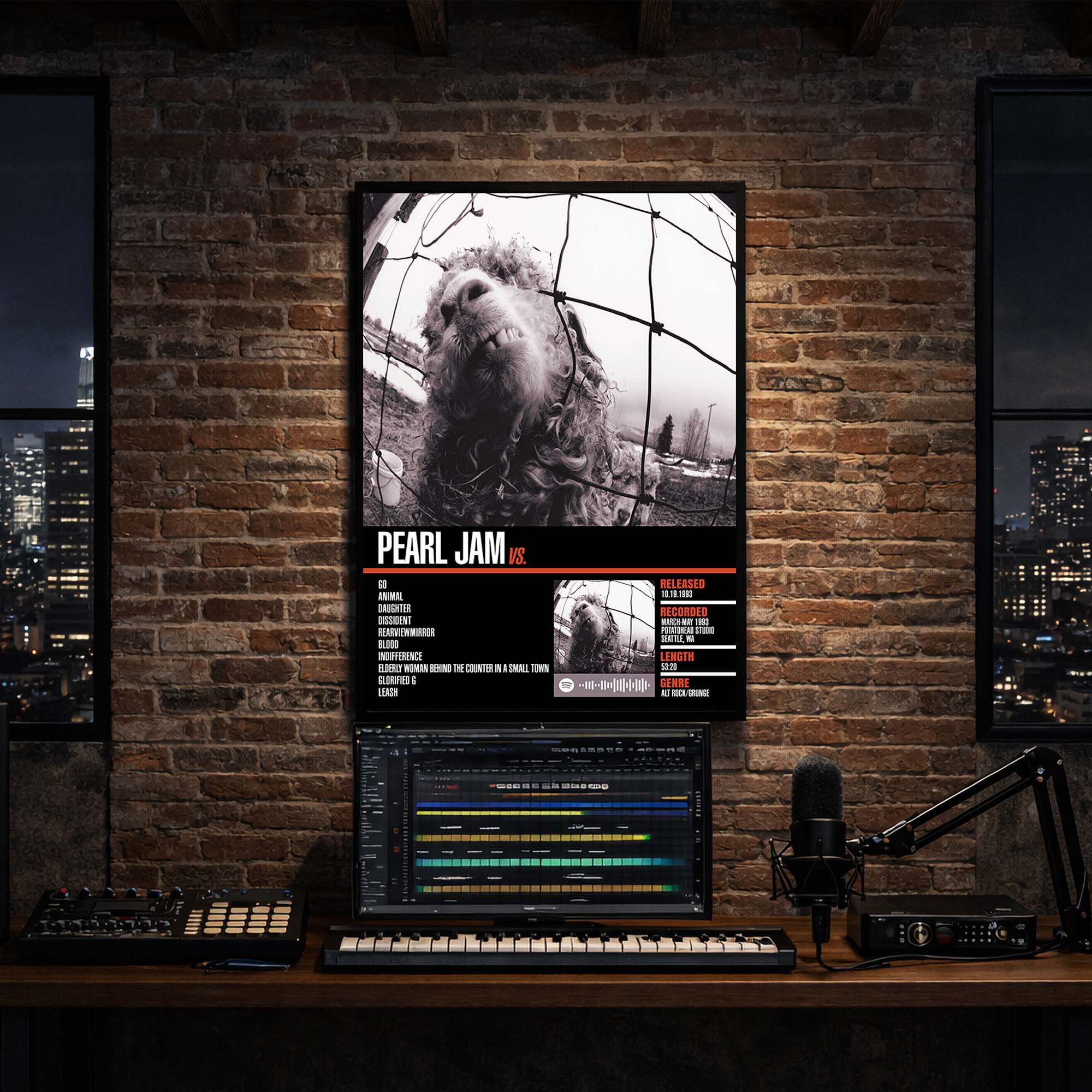 Pearl Jam - Vs. Album Poster Hanging in Music Studio Room Decor