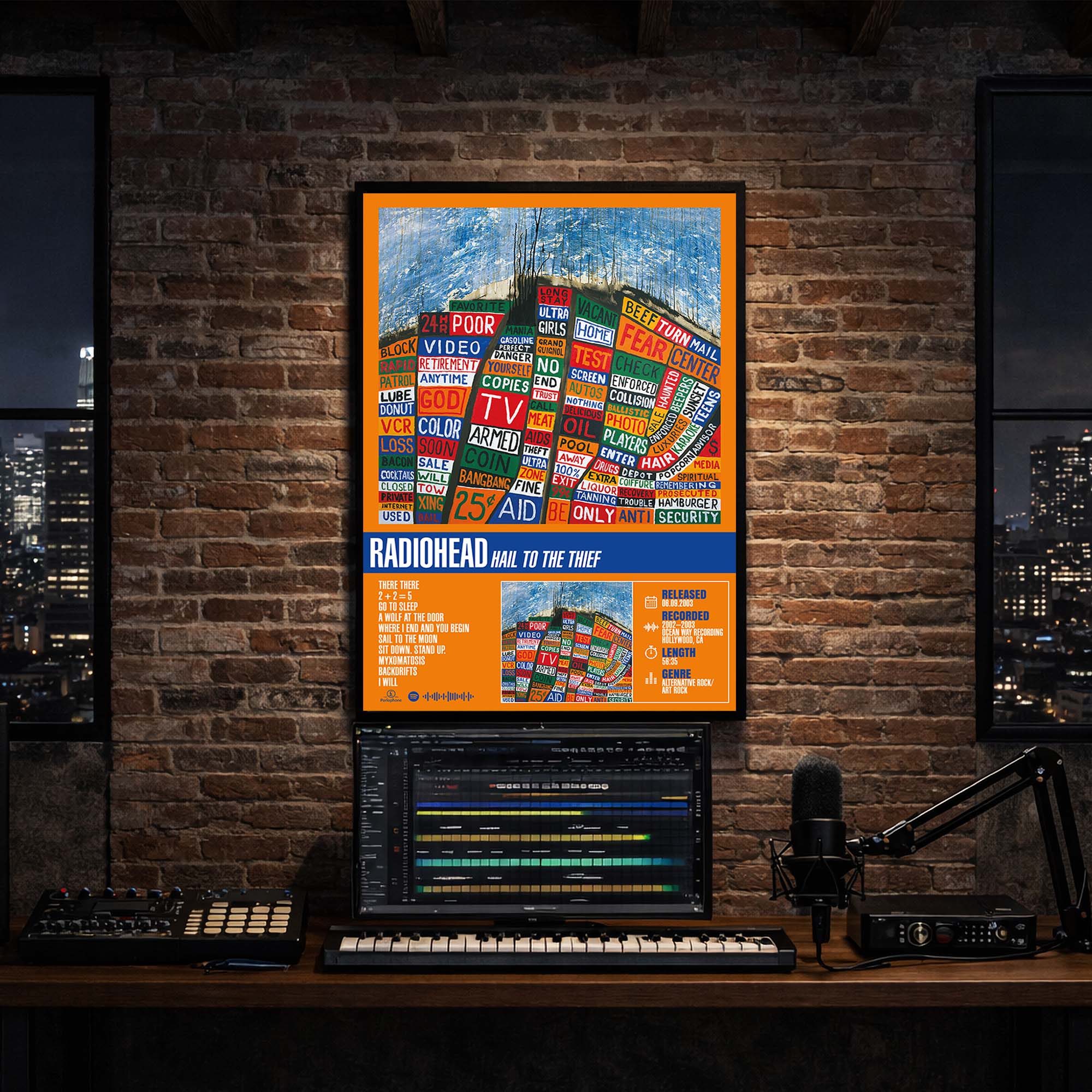 Radiohead - Hail to the Thief Album Poster Hanging in Music Studio Room Decor