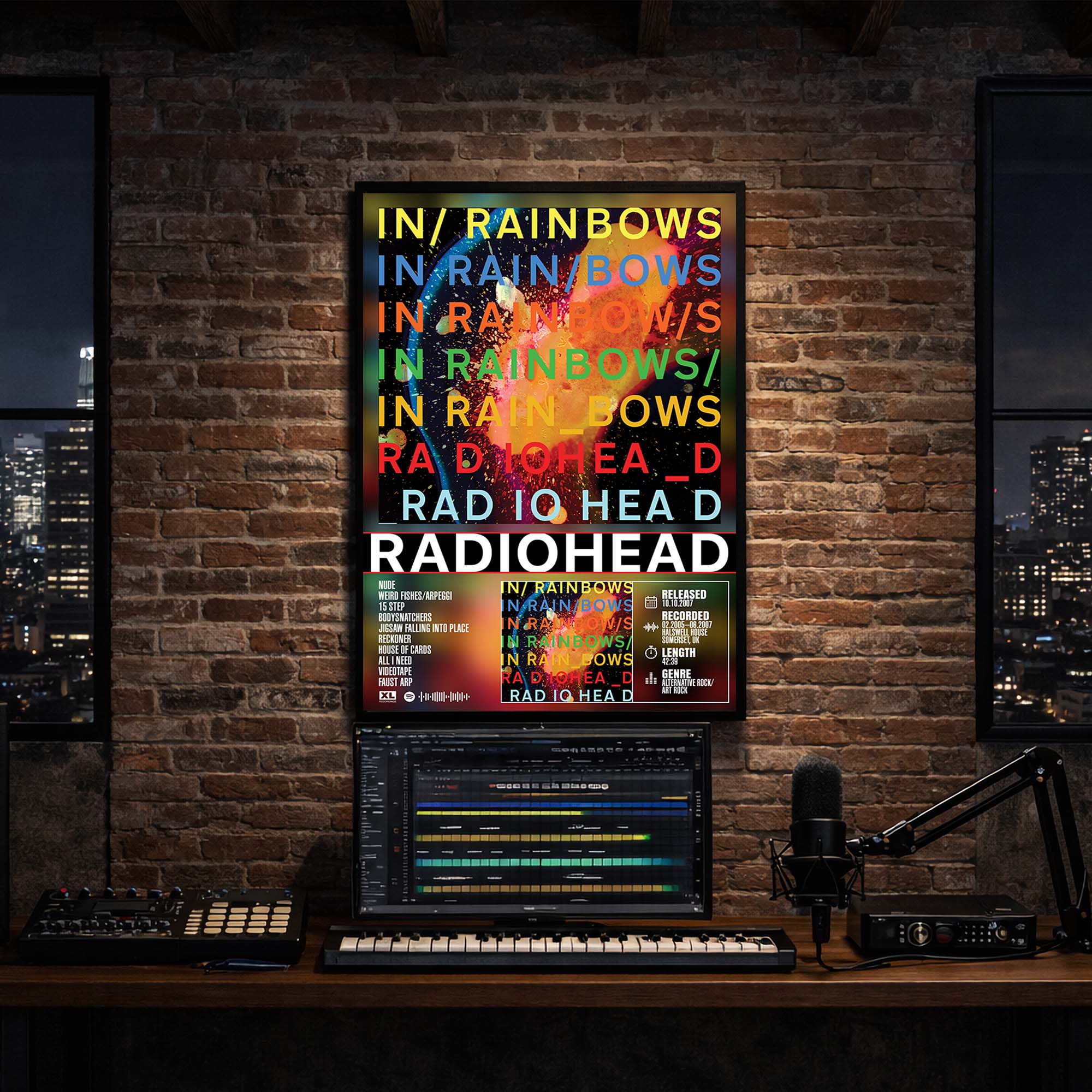 Radiohead - In Rainbows Album Poster Hanging in Music Studio Room Decor