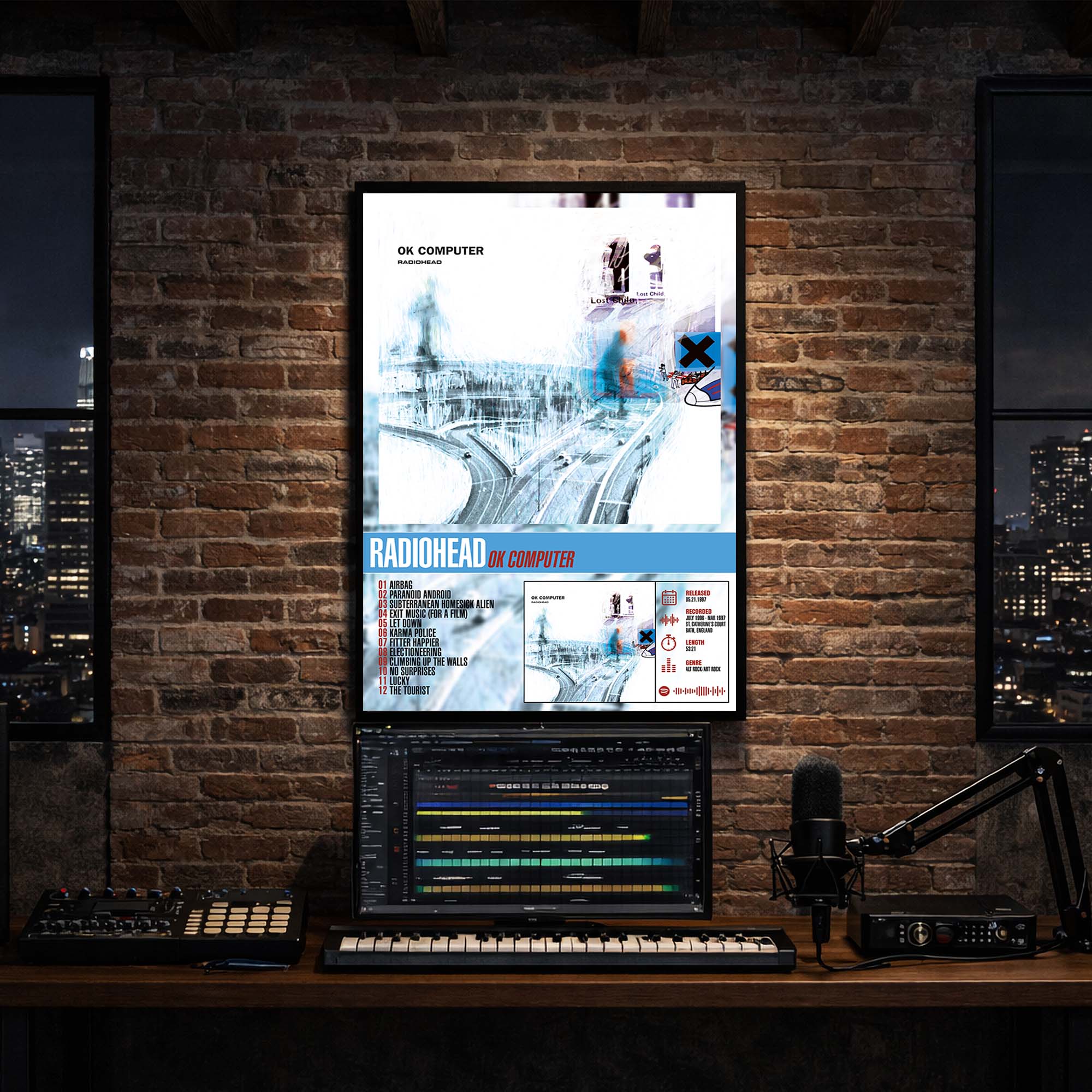 Radiohead - OK Computer Album Poster Hanging in Music Studio Room Decor