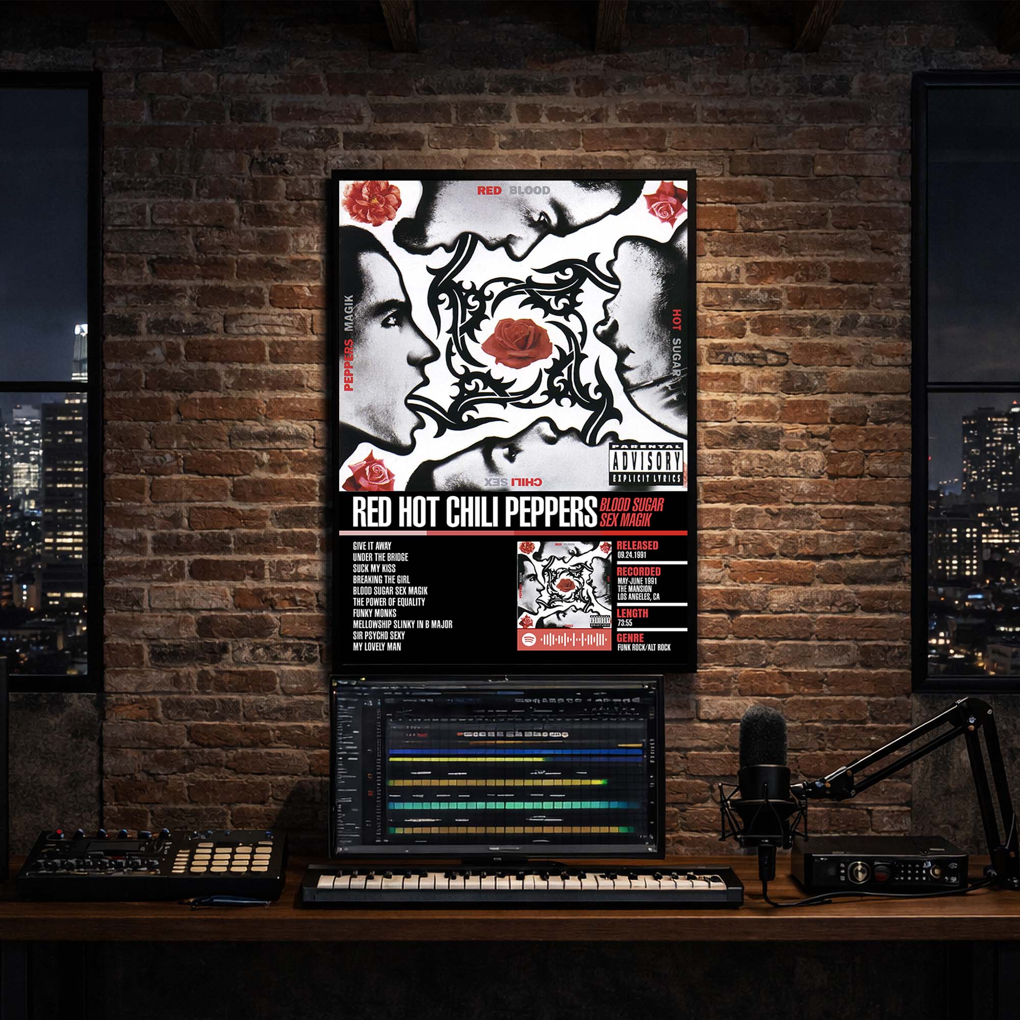 Red Hot Chili Peppers - Blood Sugar Sex Magik Album Poster Hanging in Music Studio Room Decor
