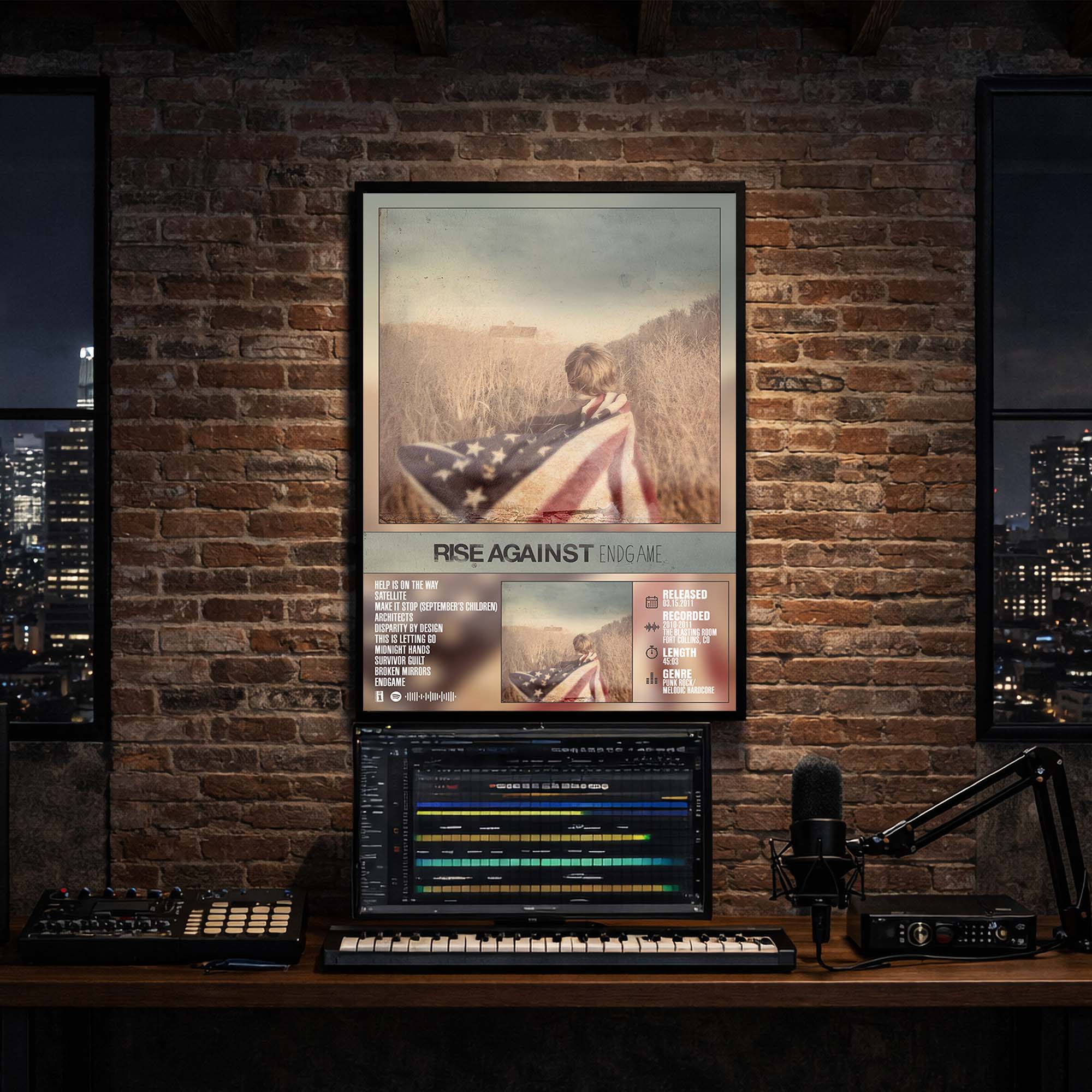 Rise Against - Endgame Album Poster Hanging in Music Studio Room Decor