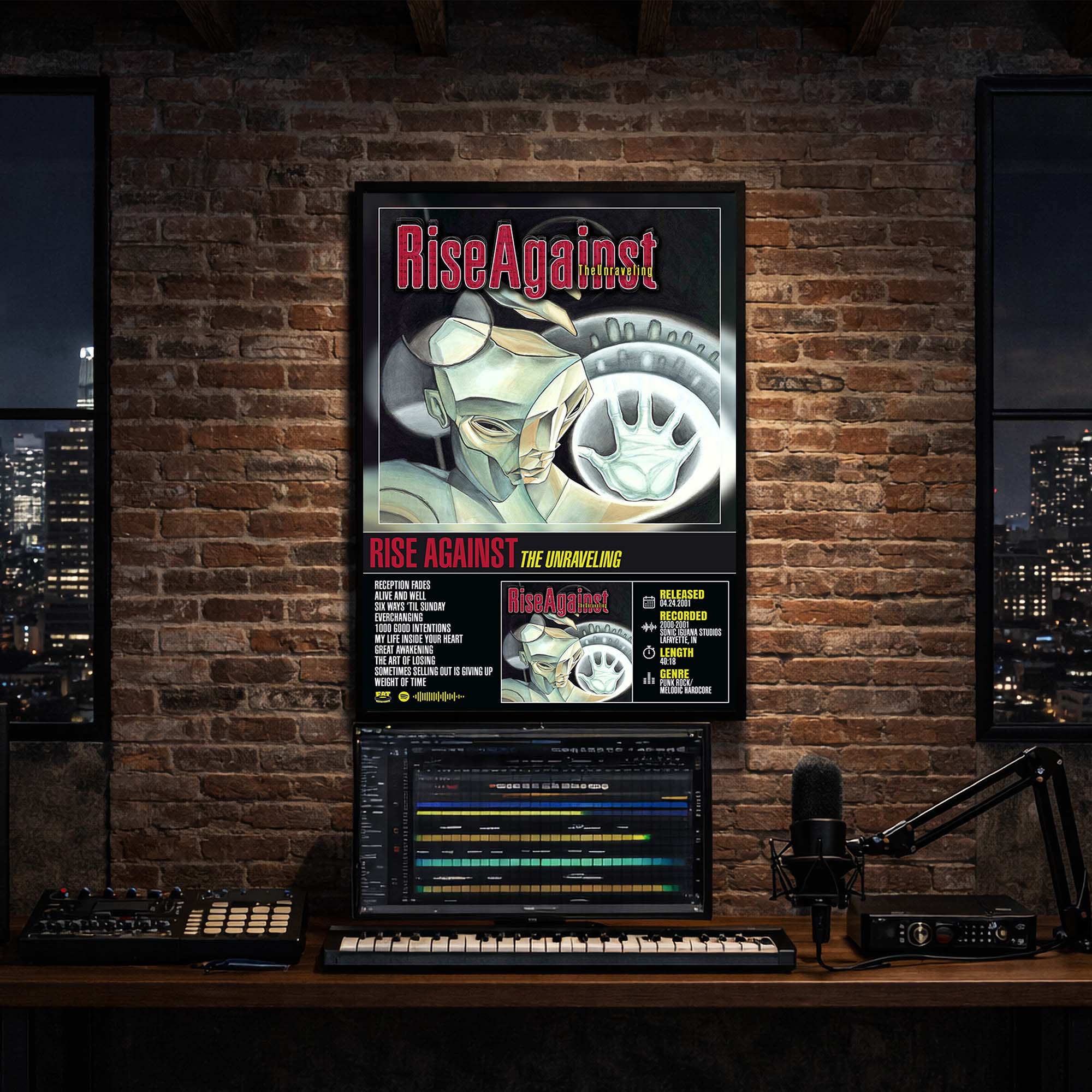 Rise Against - The Unraveling Album Poster Hanging in Music Studio Room Decor