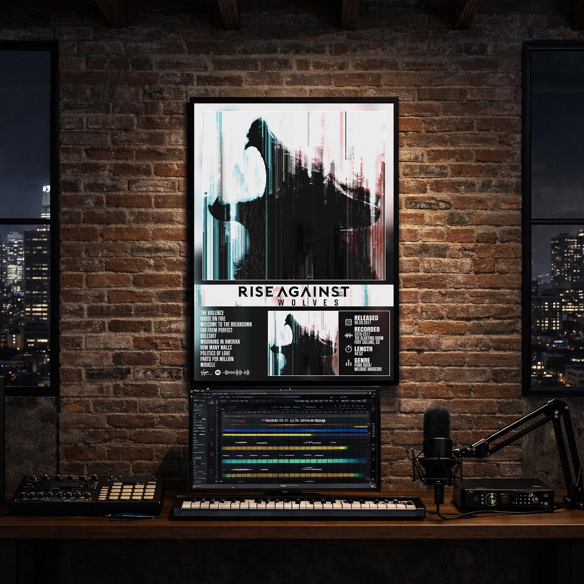Rise Against - Wolves Album Poster Hanging in Music Studio Room Decor 