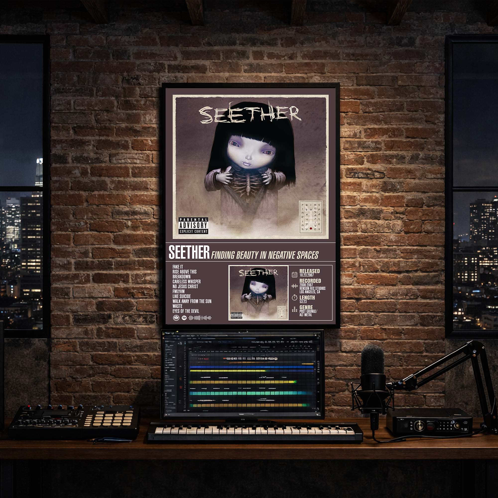 Seether - Finding Beauty In Negative Spaces Album Poster Hanging in Music Studio Room Decor 