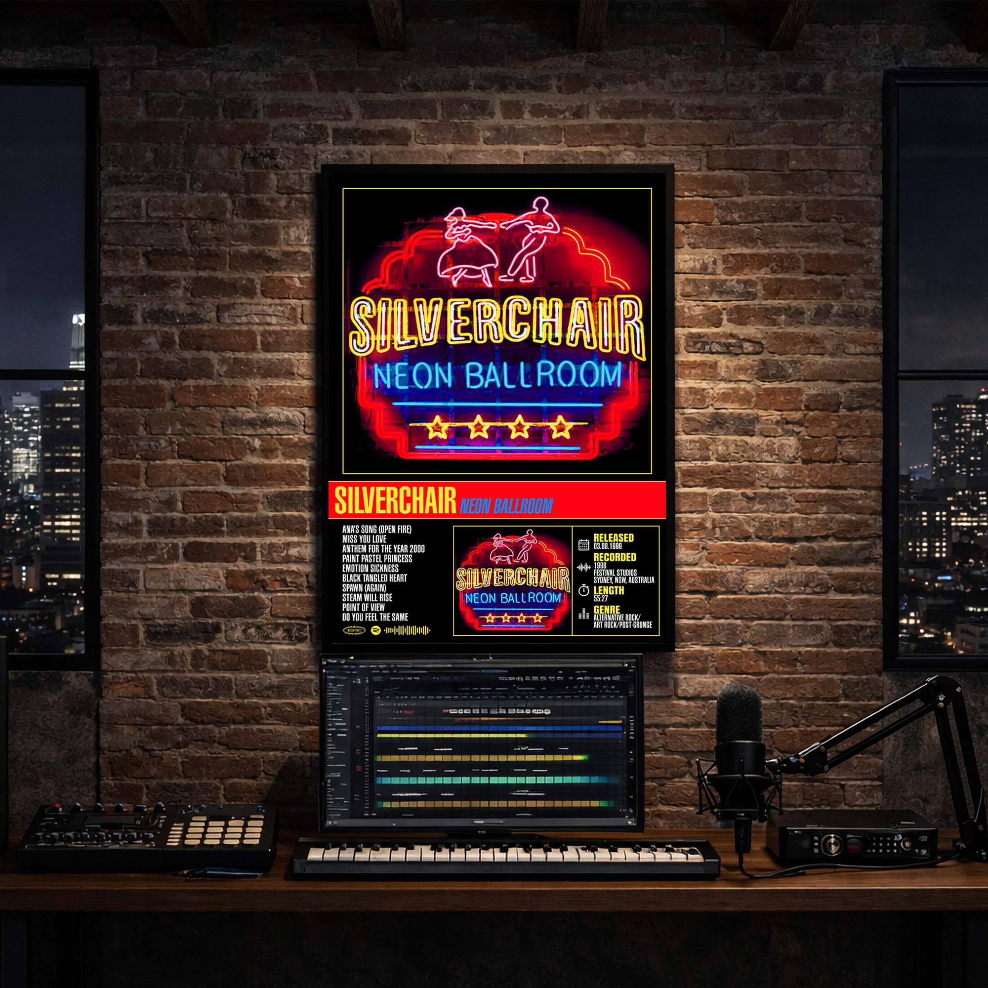 Silverchair - Neon Ballroom Album Poster Hanging in Music Studio Room Decor