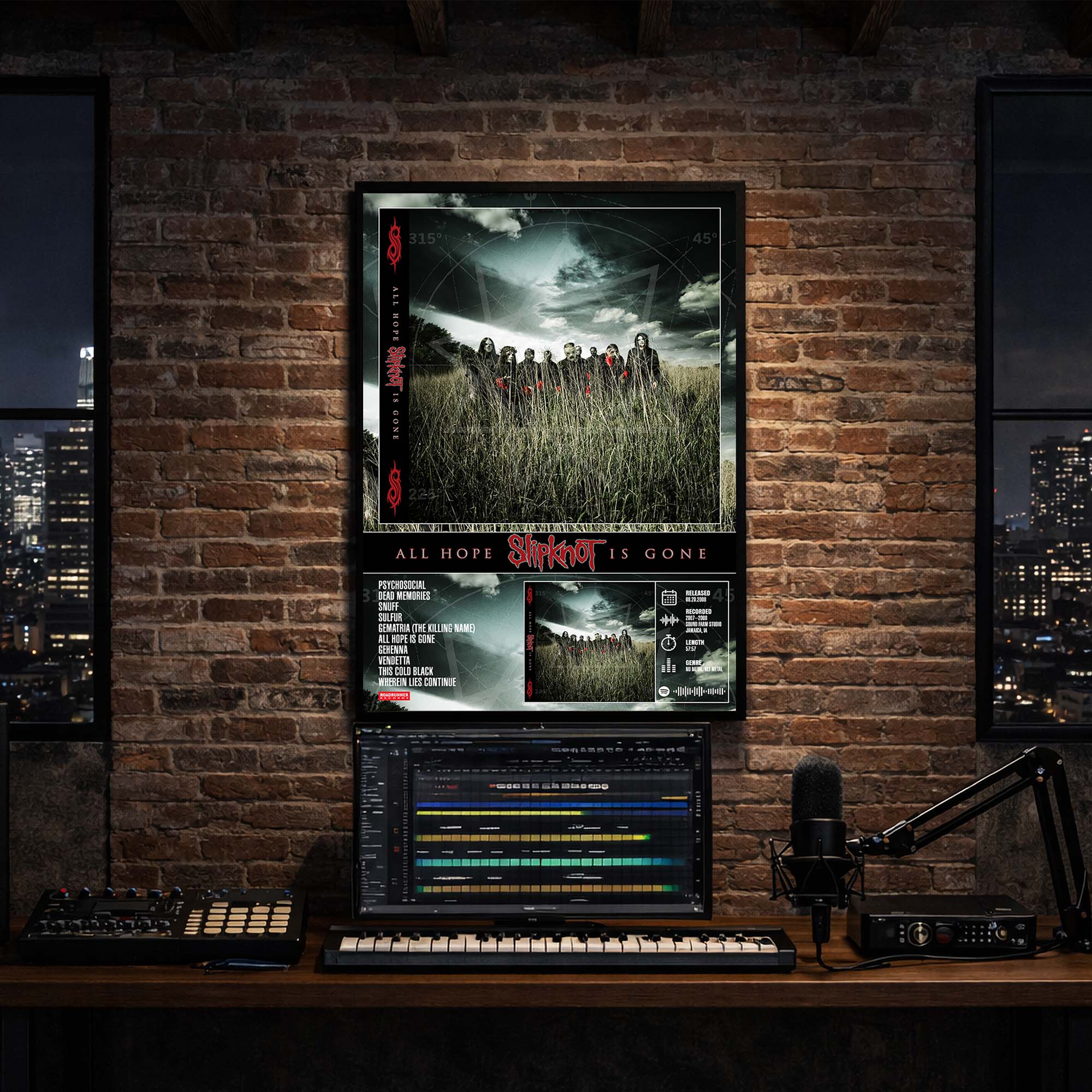Slipknot - All Hope is Gone Album Poster Hanging in Music Studio Room Decor