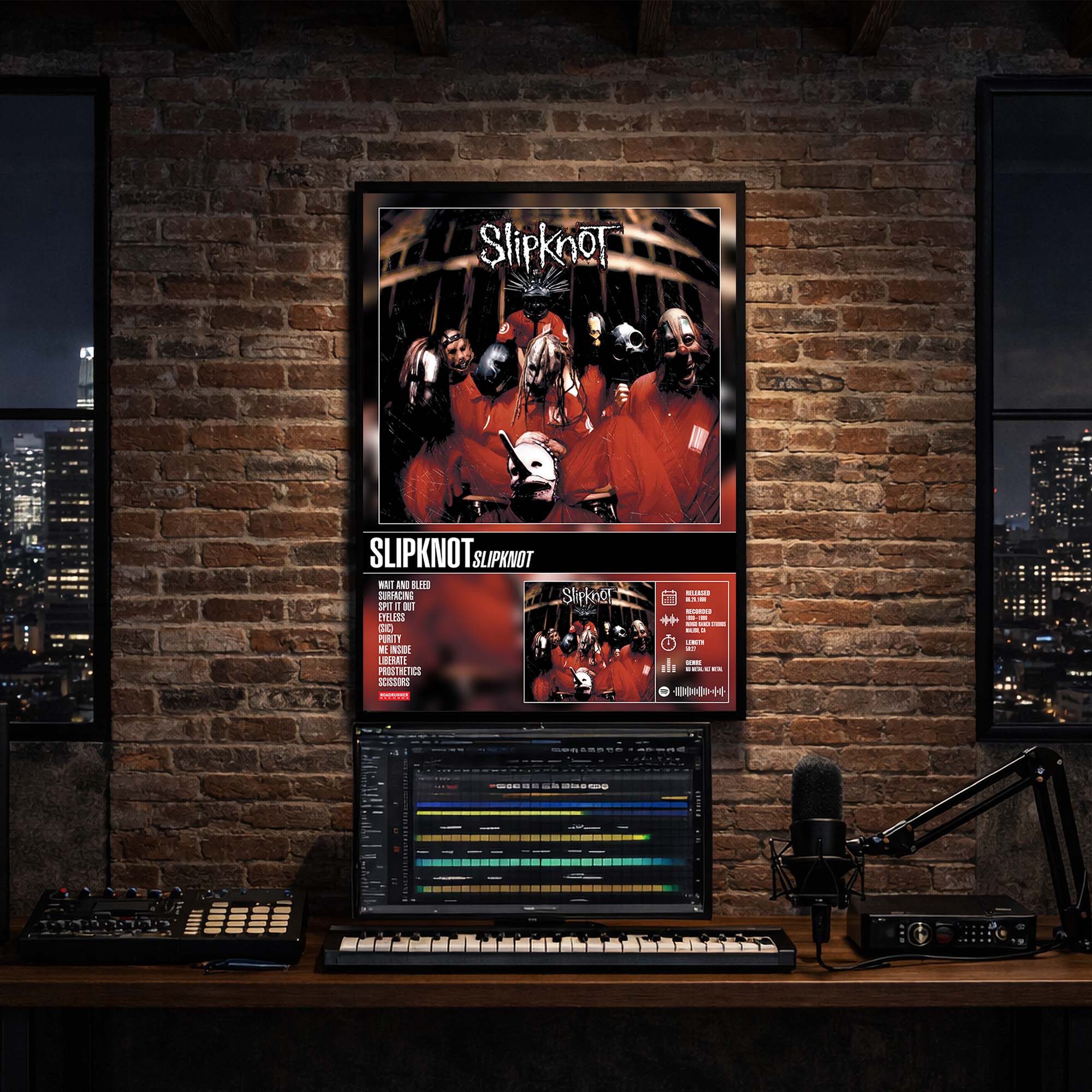 Slipknot - Self-Titled Album Poster Hanging in Music Studio Room Decor