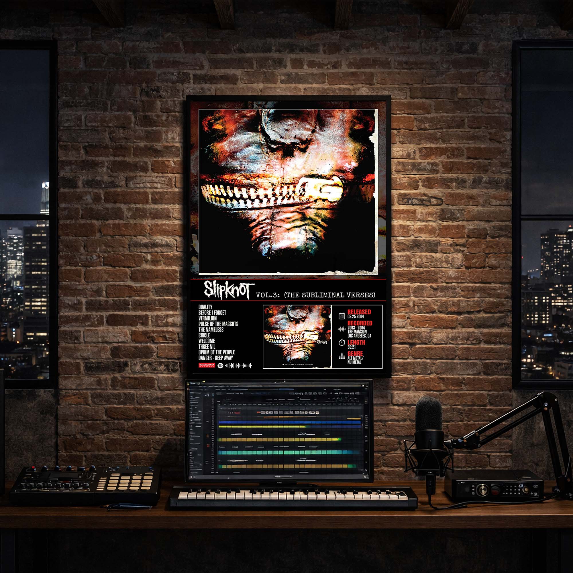 Slipknot Vol 3 The Subliminal Verses Album Poster Hanging in Music Studio Room Decor