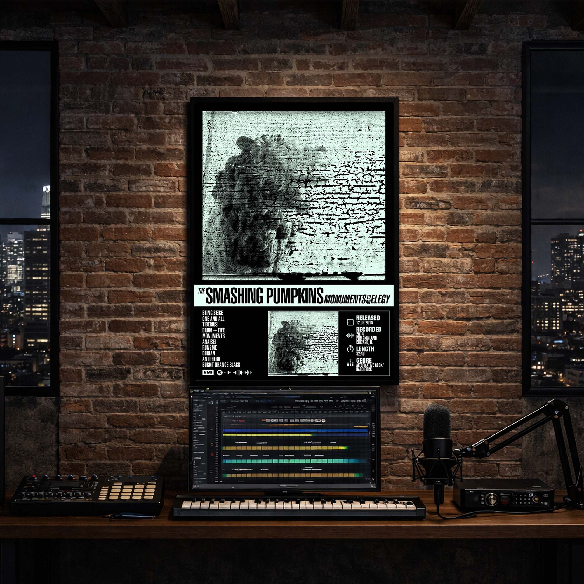 The Smashing Pumpkins - Monuments of an Elegy Album Poster Hanging in Music Studio Room Decor