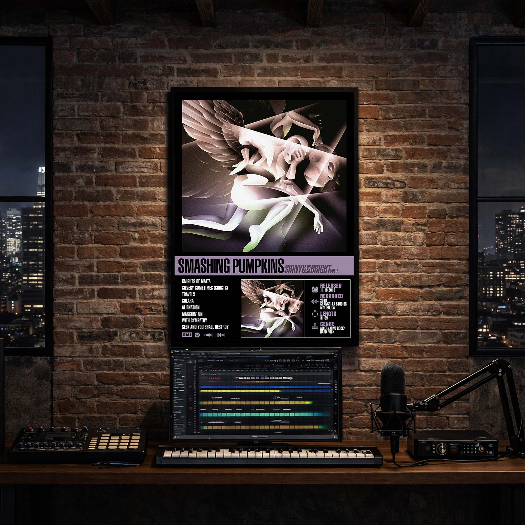 The Smashing Pumpkins - Shiny & Oh So Bright Vol 1 Album Poster Hanging in Music Studio Room Decor