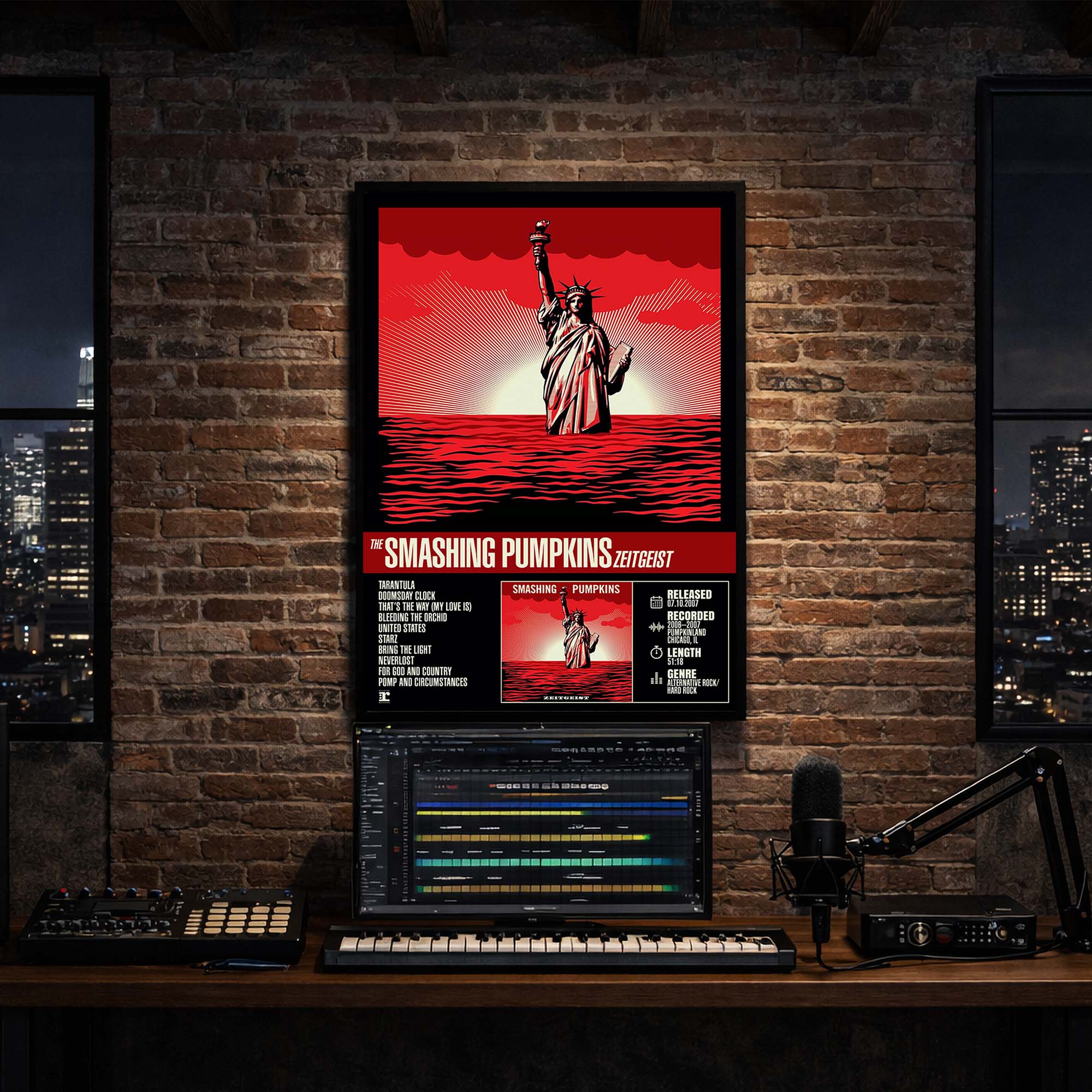 The Smashing Pumpkins - Zeitgeist Album Poster Hanging in Music Studio Room Decor