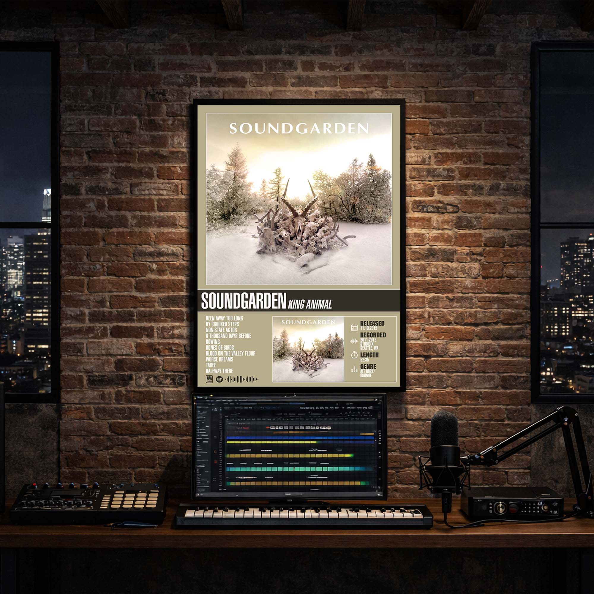 Soundgarden - King Animal Album Poster Hanging in Music Studio Room Decor 