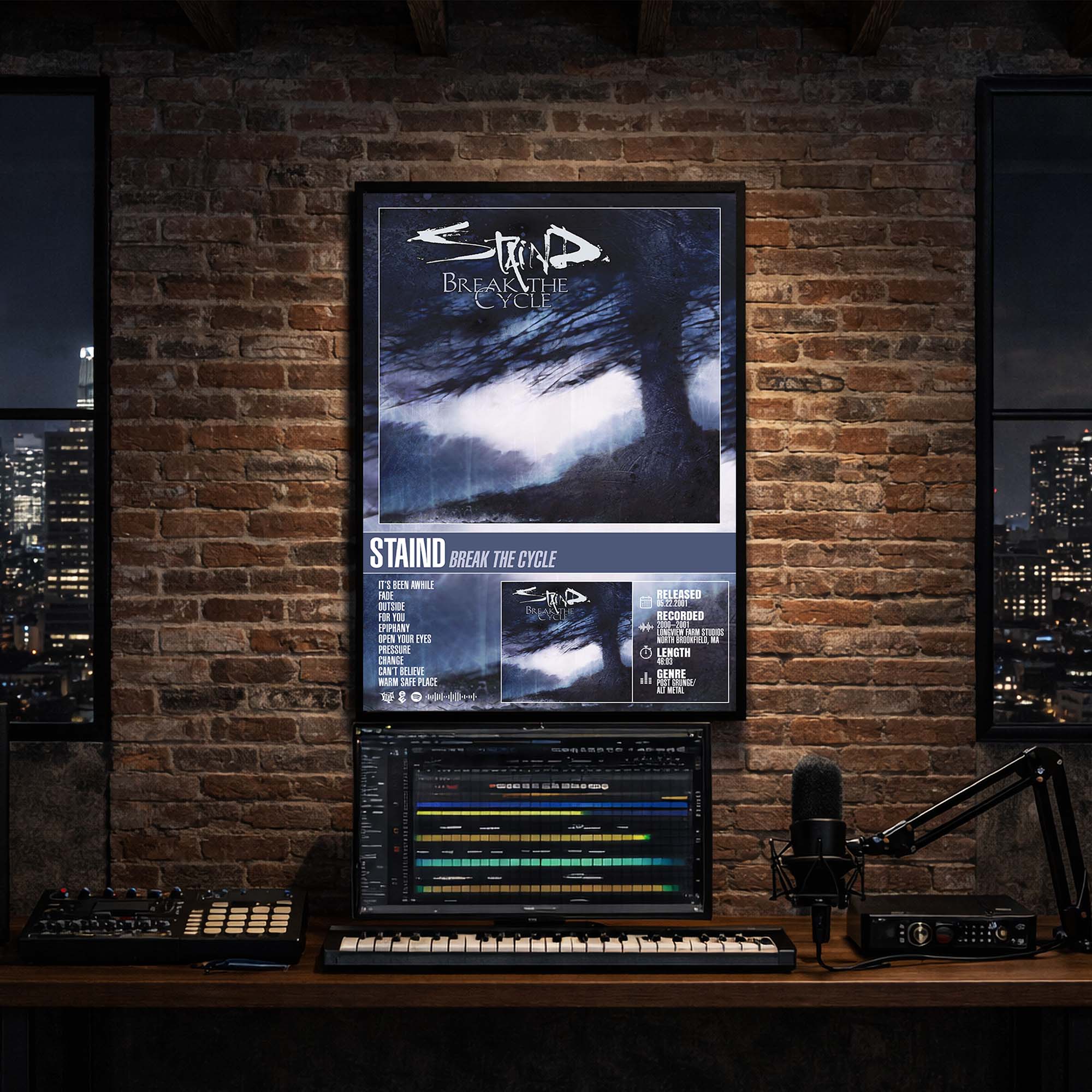 Staind - Break the Cycle Album Poster Hanging in Music Studio Room Decor