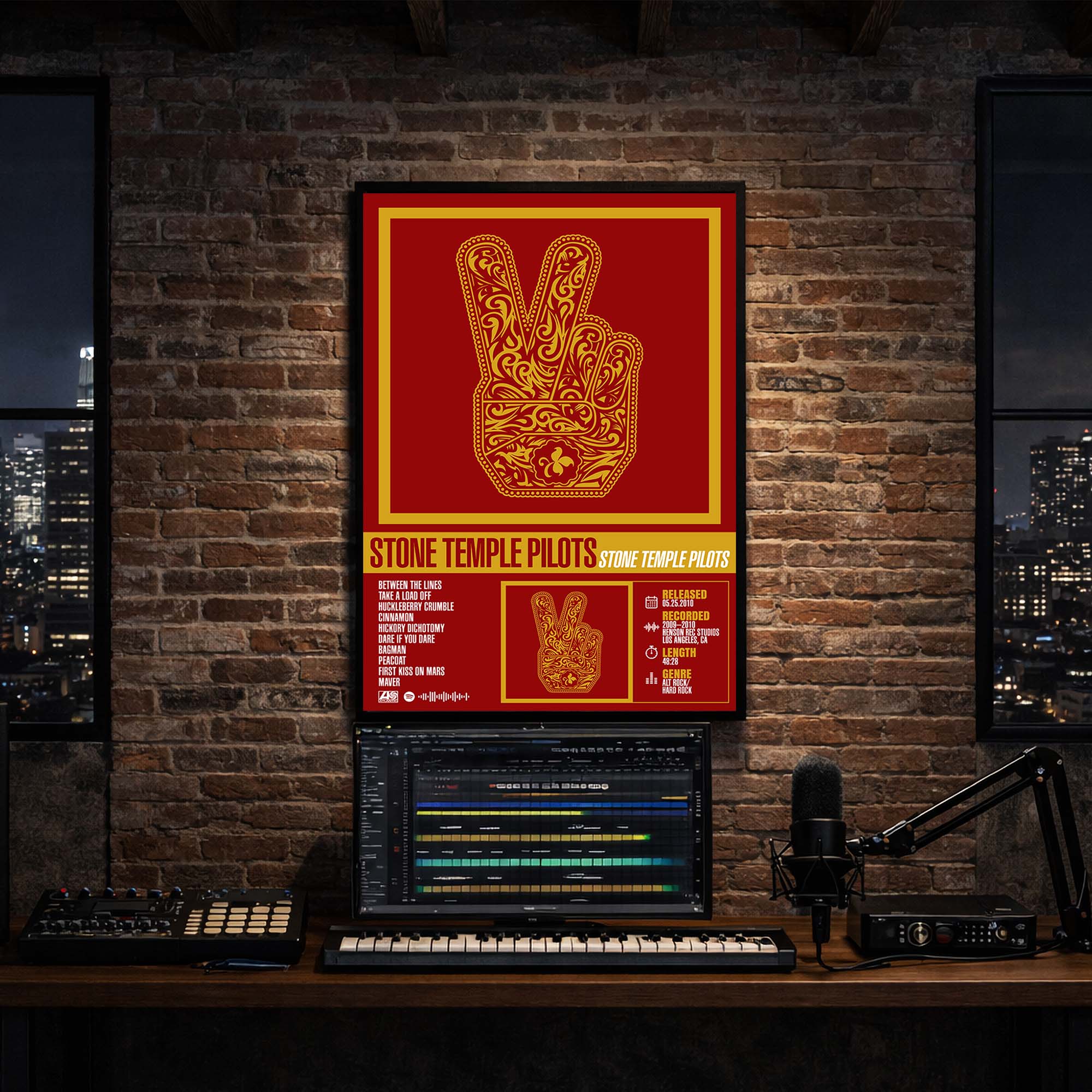 Stone Temple Pilots - Self Titled Album Poster Hanging in Music Studio Room Decor