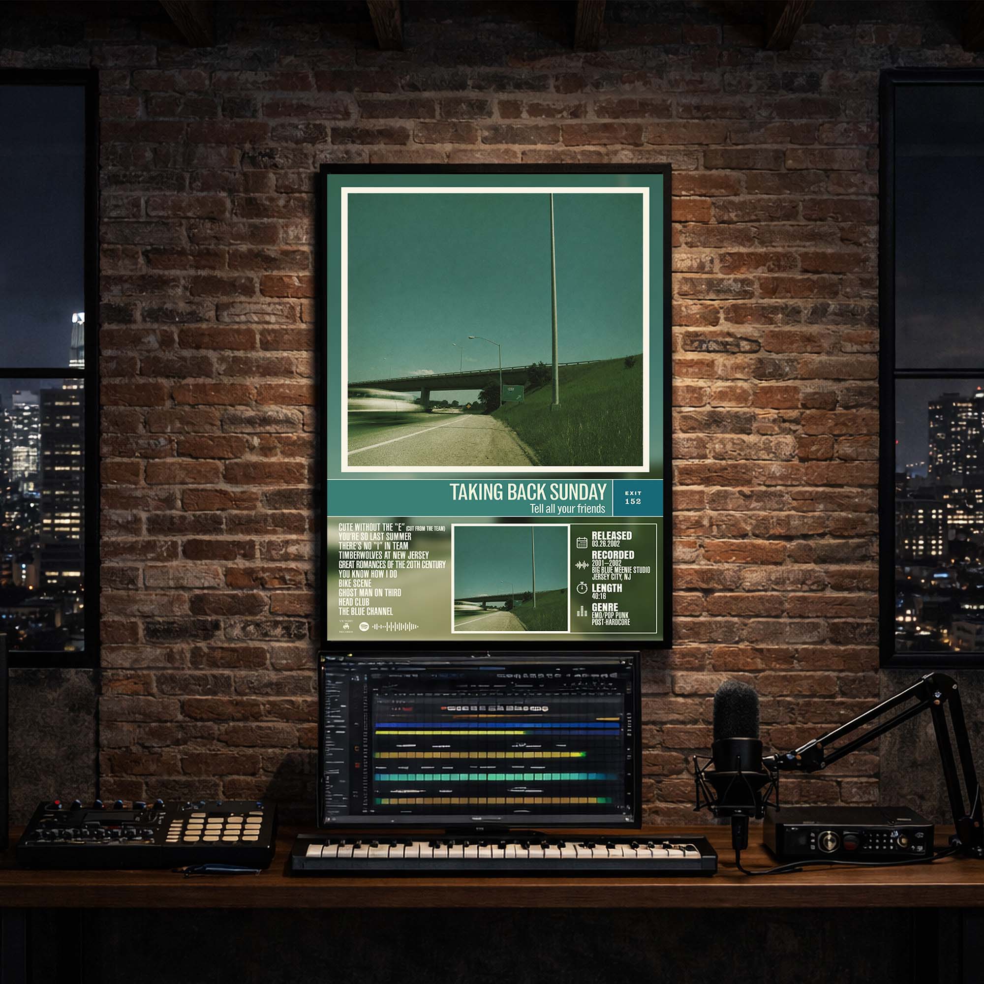 Taking Back Sunday - Tell All Your Friends Album Poster Hanging in Music Studio Room Decor