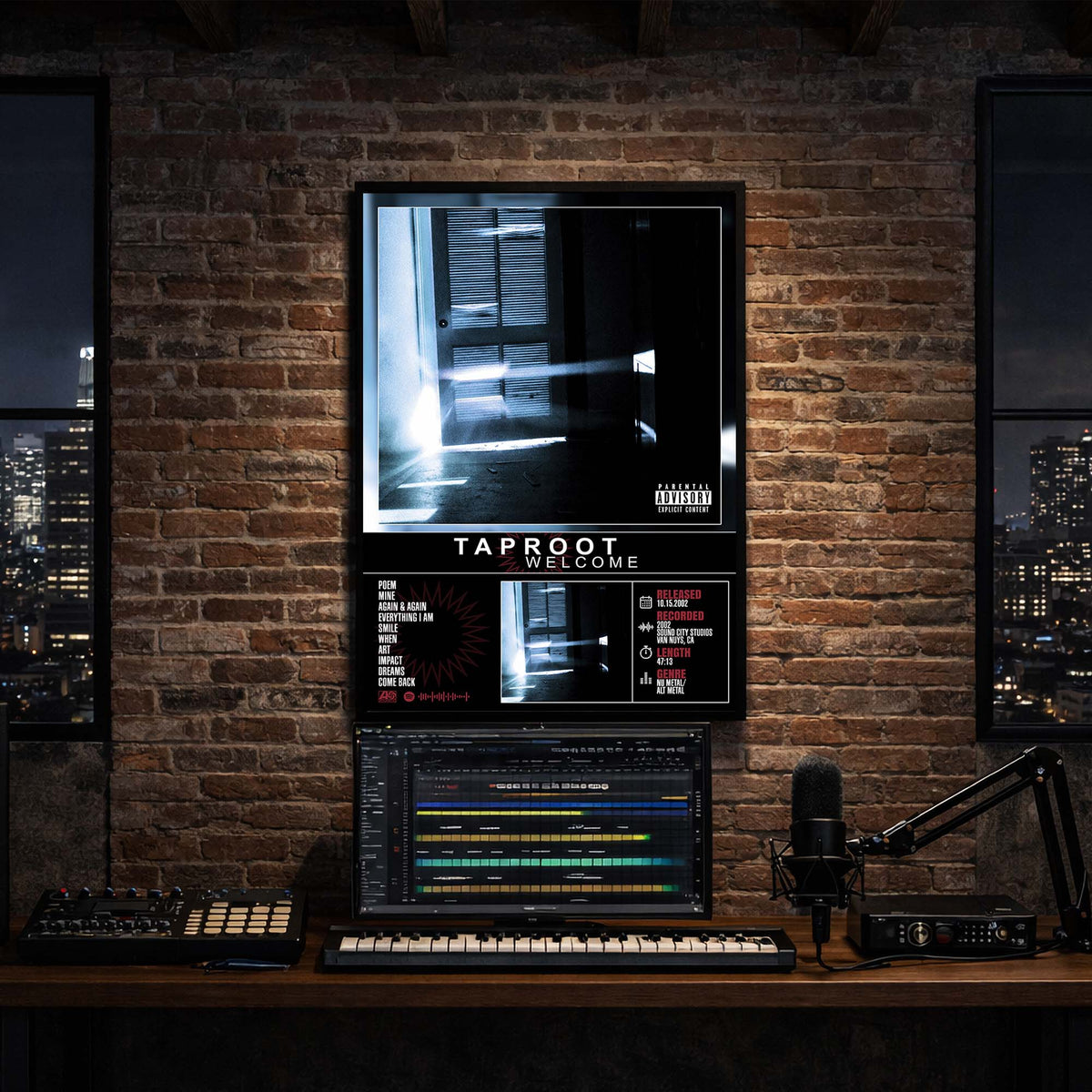 taproot welcome Album tracklist poster recording studio print mockup 