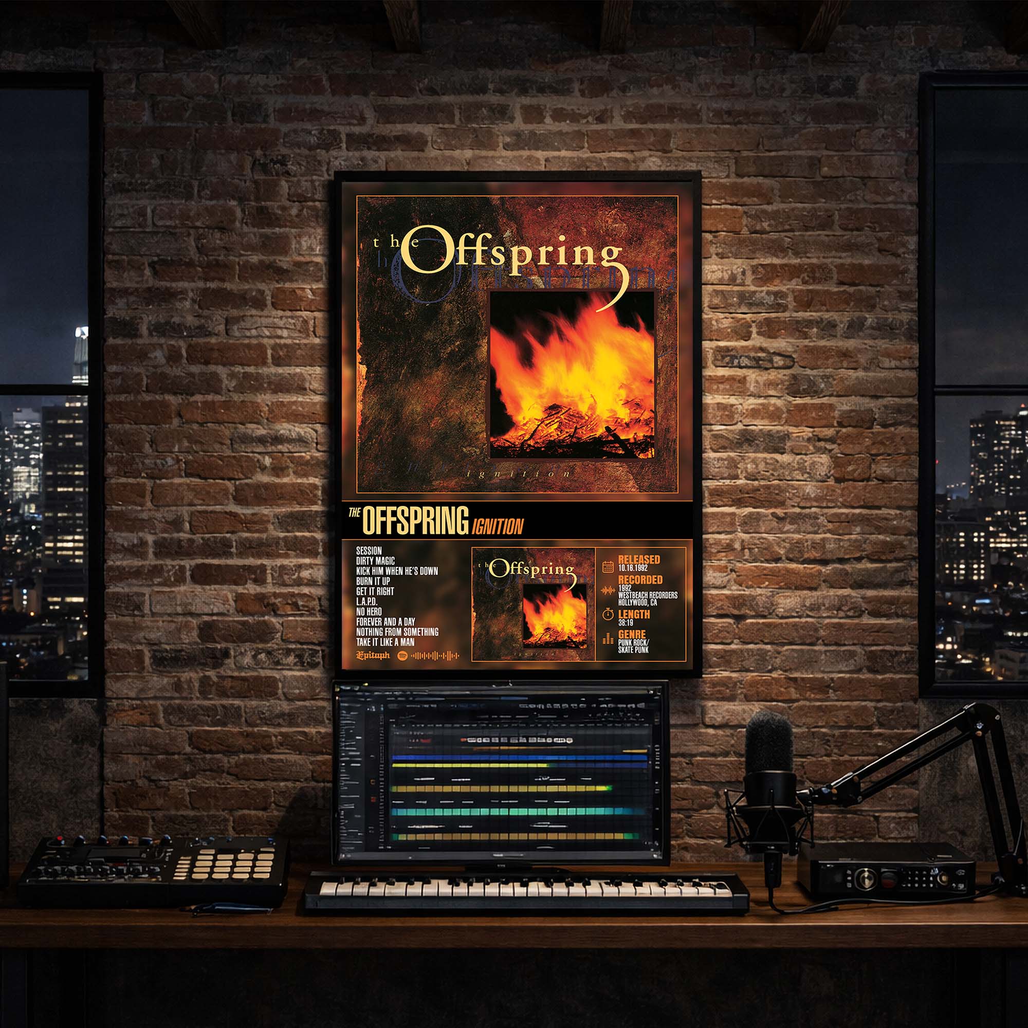 The Offspring - Ignition Album Poster Hanging in Music Studio Room Decor