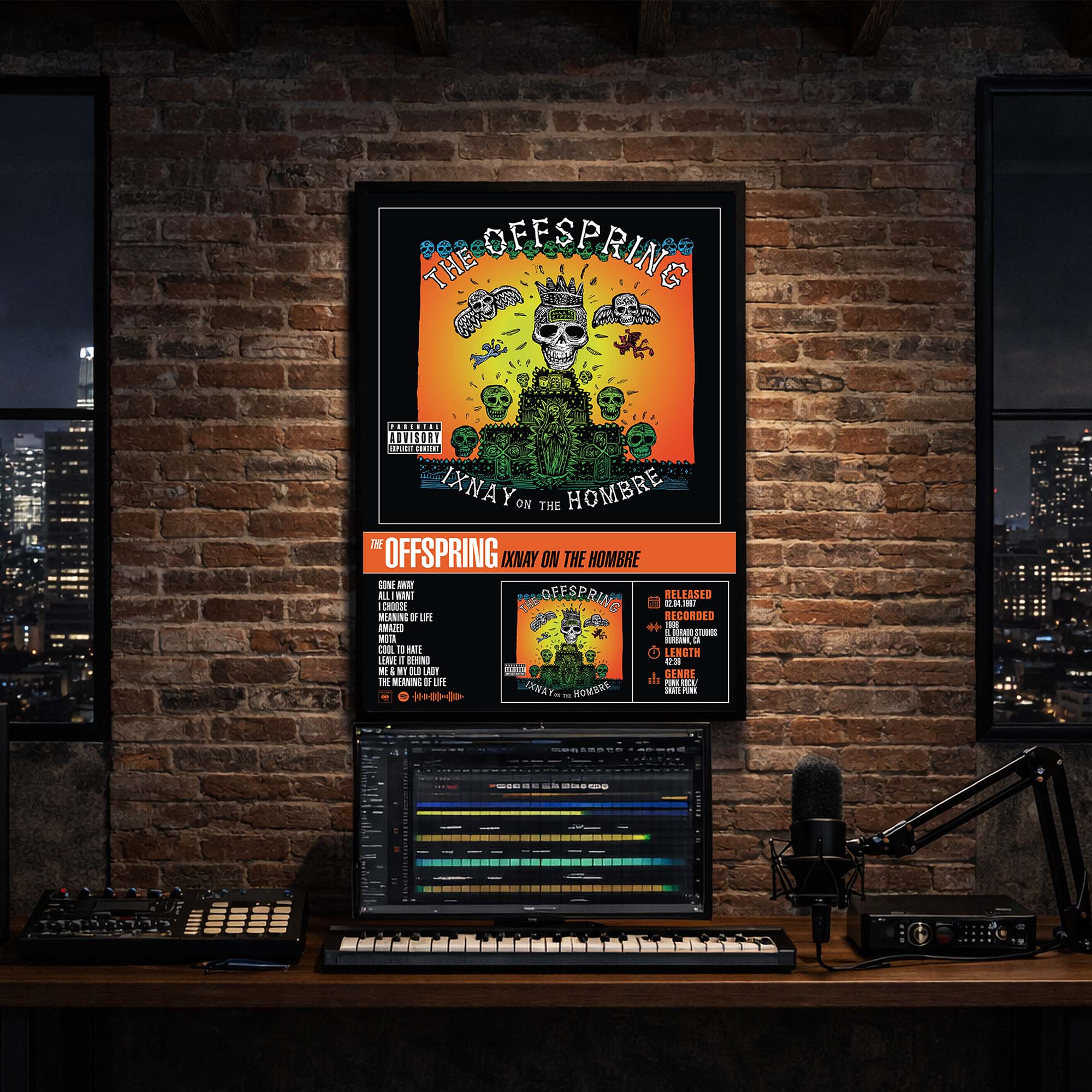 The Offspring - Ixnay on the Hombre Album Poster Hanging in Music Studio Room Decor