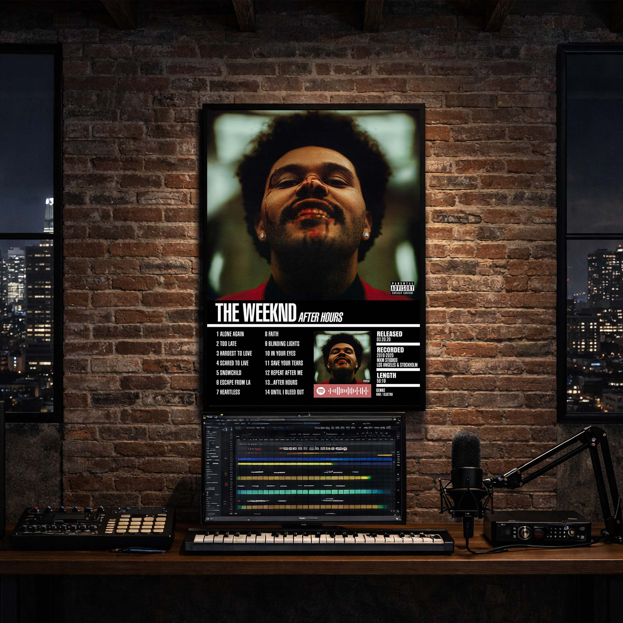 The Weeknd - After Hours Album Poster Hanging in Music Studio Room Decor