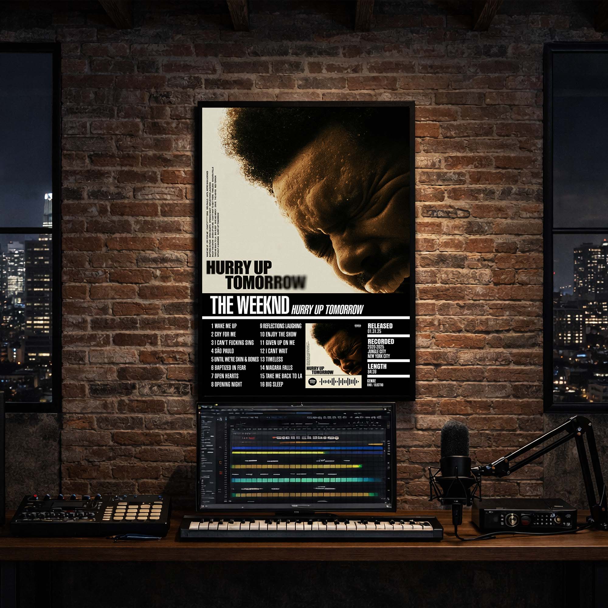 The Weeknd - Hurry Up Tomorrow Album Poster Hanging in Music Studio Room Decor