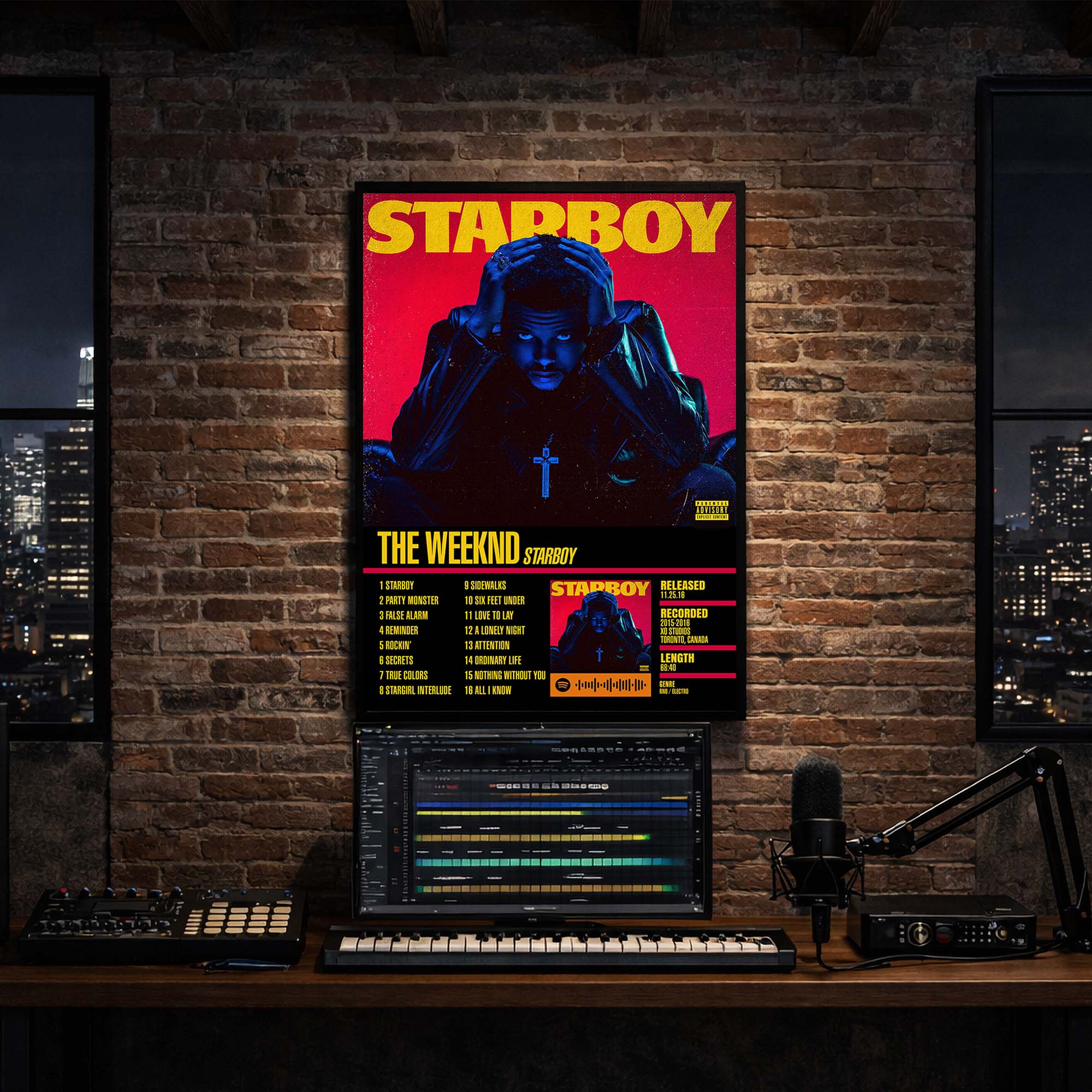 The Weeknd - Starboy Album Poster Hanging in Music Studio Room Decor⁠