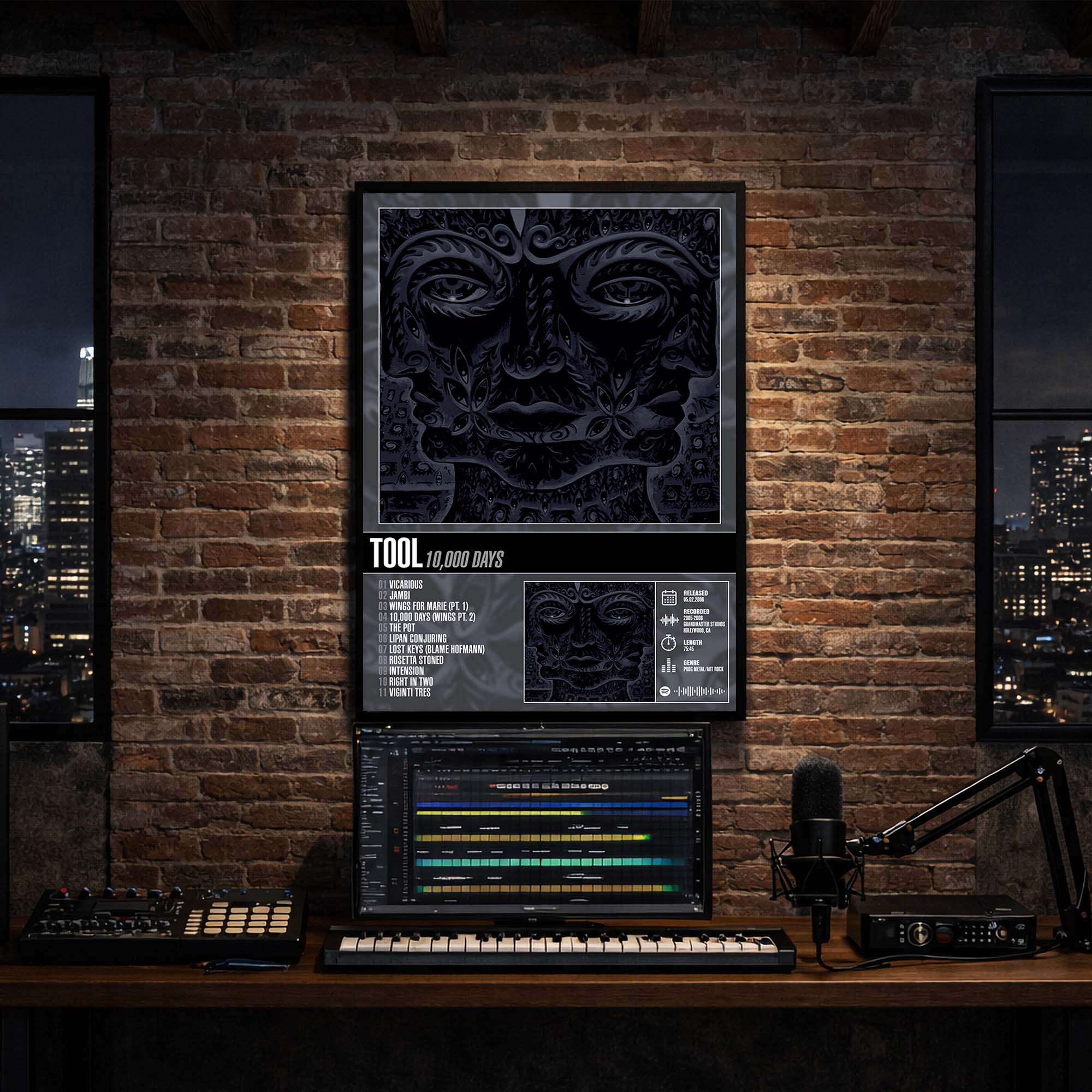 Tool - 10000 Days Album Poster Hanging in Music Studio Room Decor