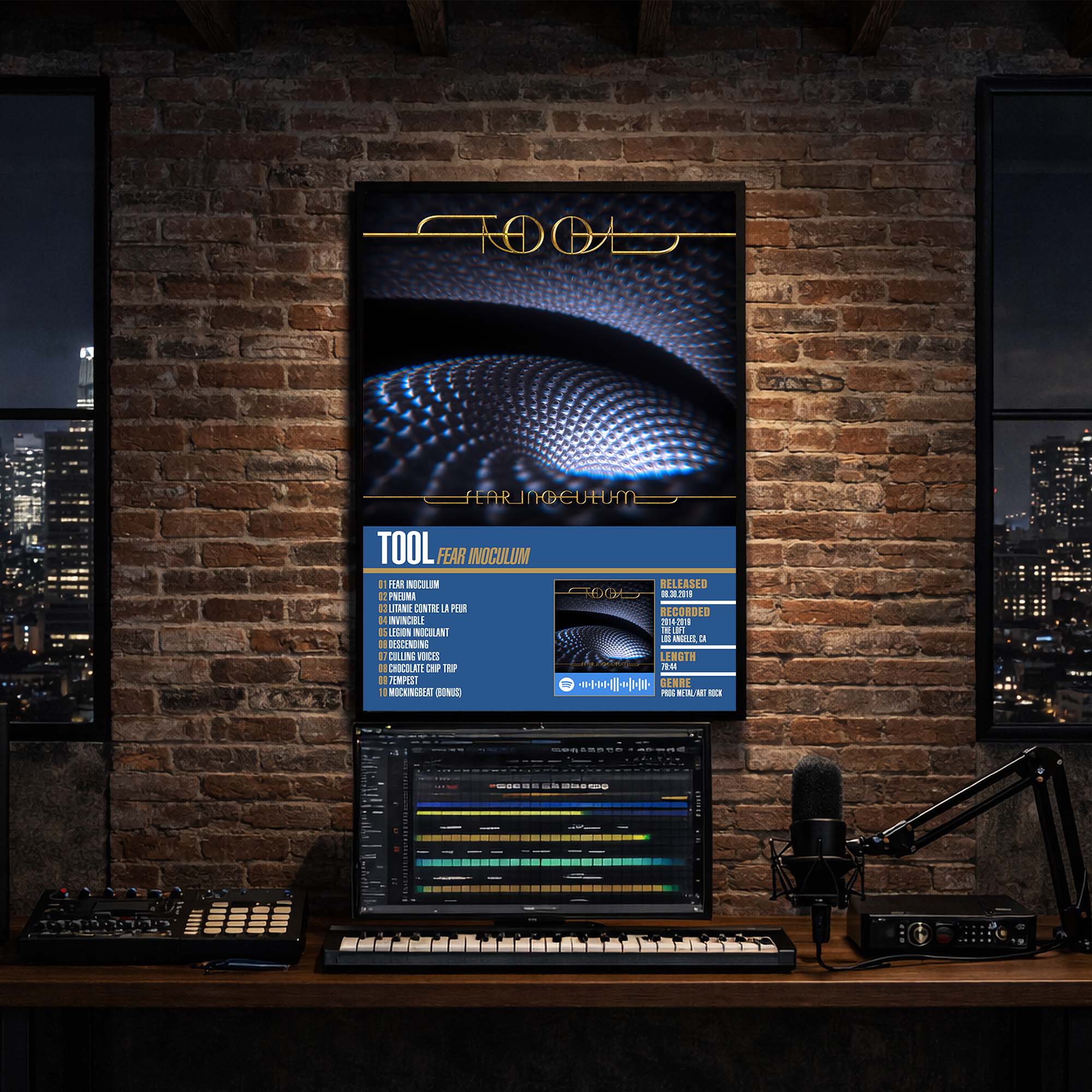 Tool - Fear Inoculum Album Poster Hanging in Music Studio Room Decor