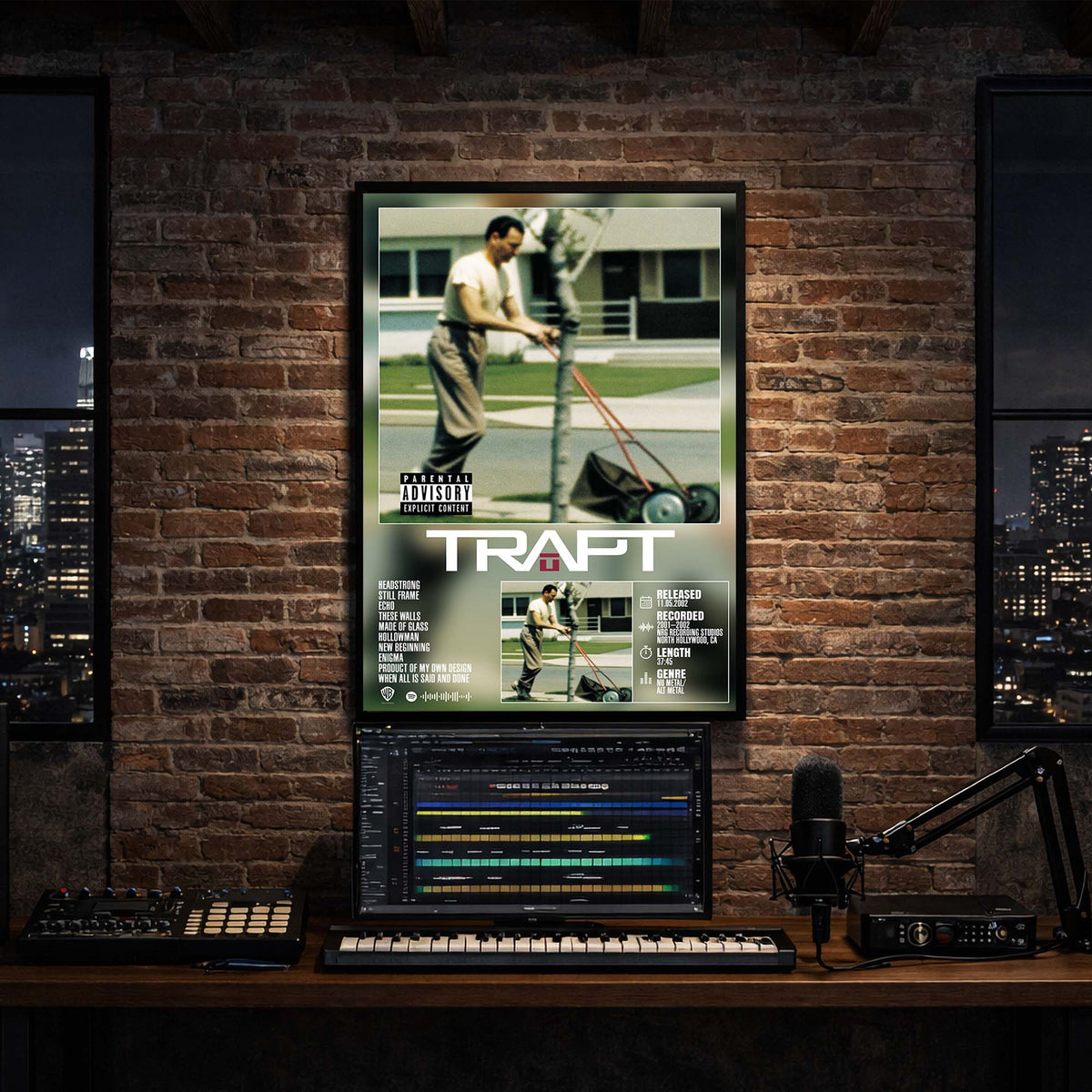Trapt - Self-Titled Album Poster Hanging in Music Studio Room Decor