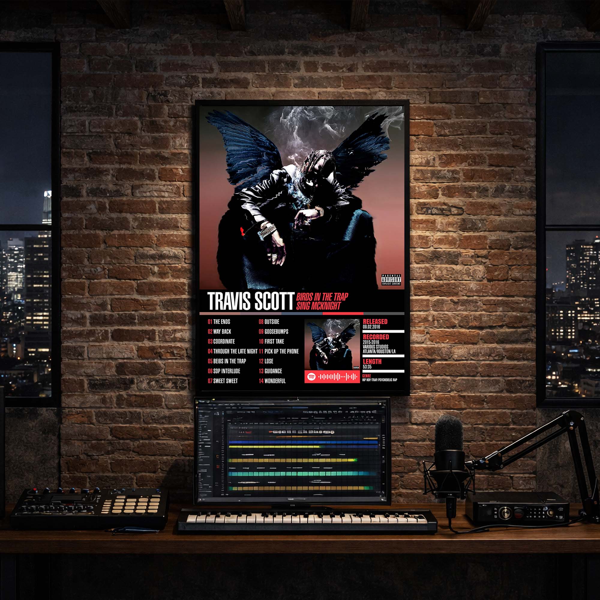 Travis Scott - Birds In The Trap Sing McKnight Album Poster Hanging in Music Studio Room Decor