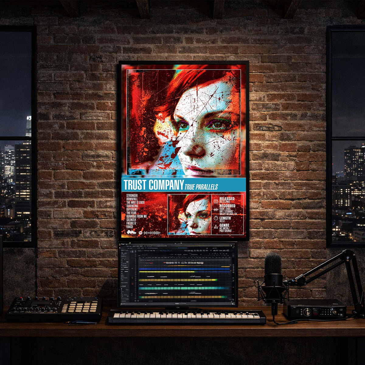 Trust Company - True Parallels Album Poster Hanging in Music Studio Room Decor