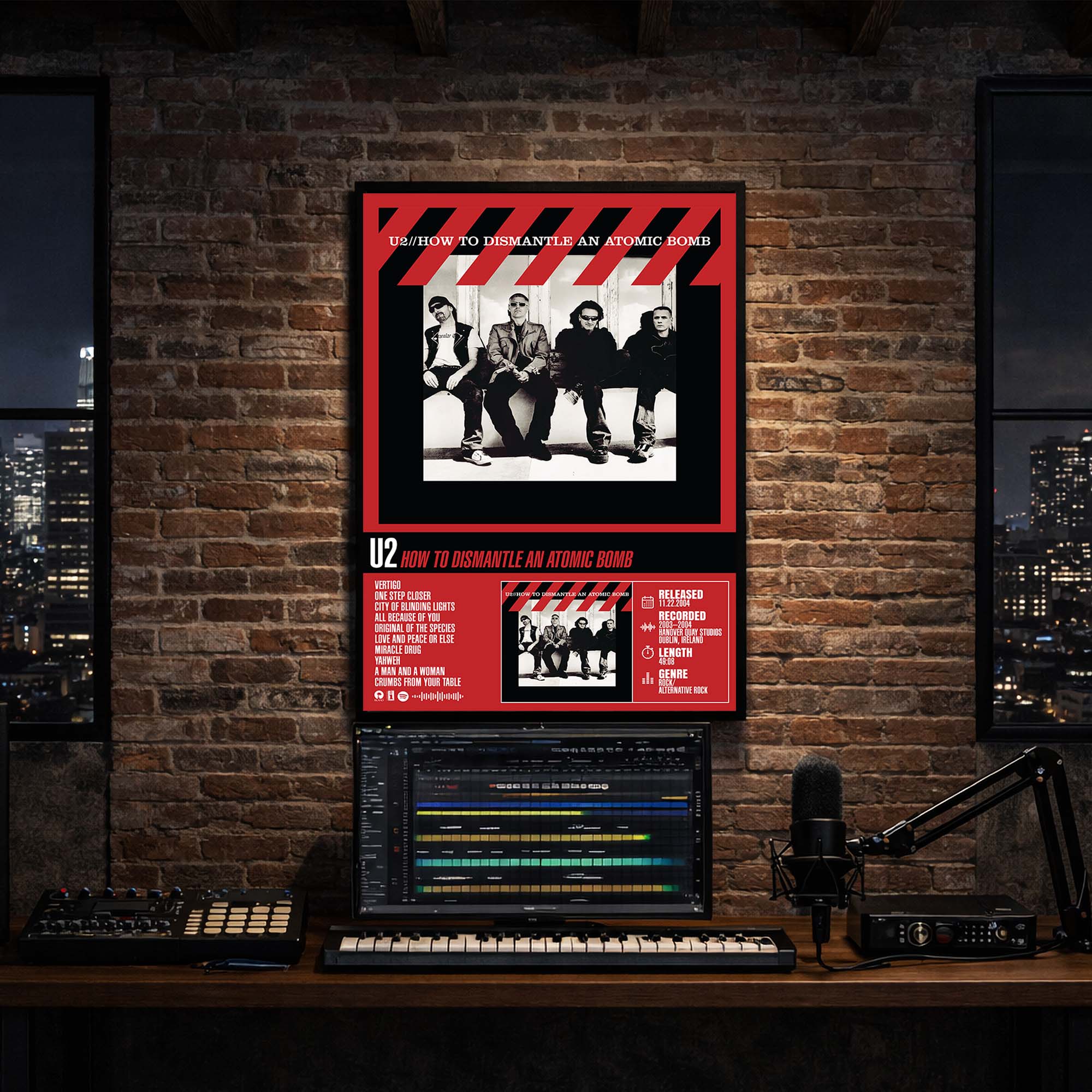 U2 - How to Dismantle an Atomic Bomb Album Poster Hanging in Music Studio Room Decor