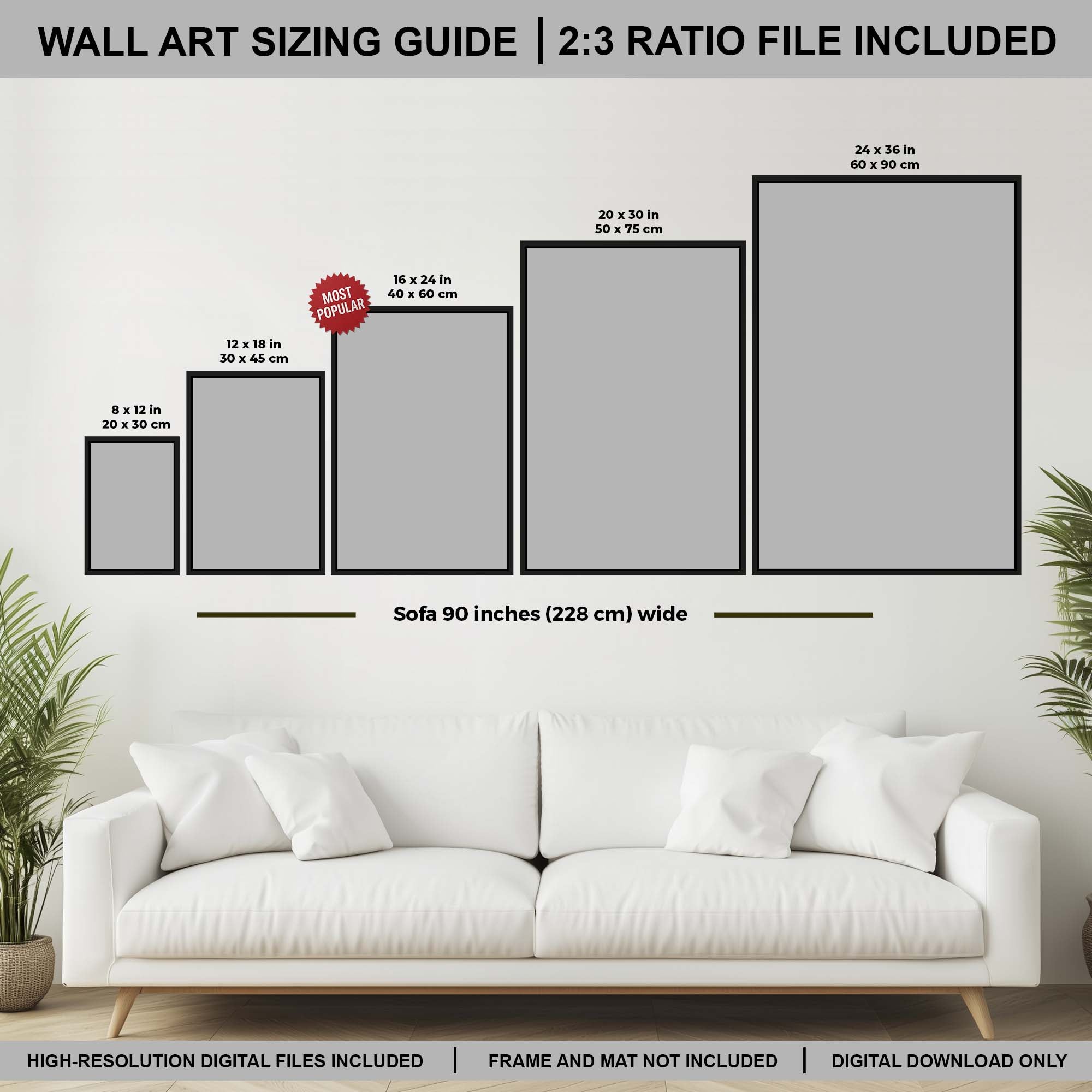 Digital Download Printable Size Guide and Ratio Chart for Music Album Posters