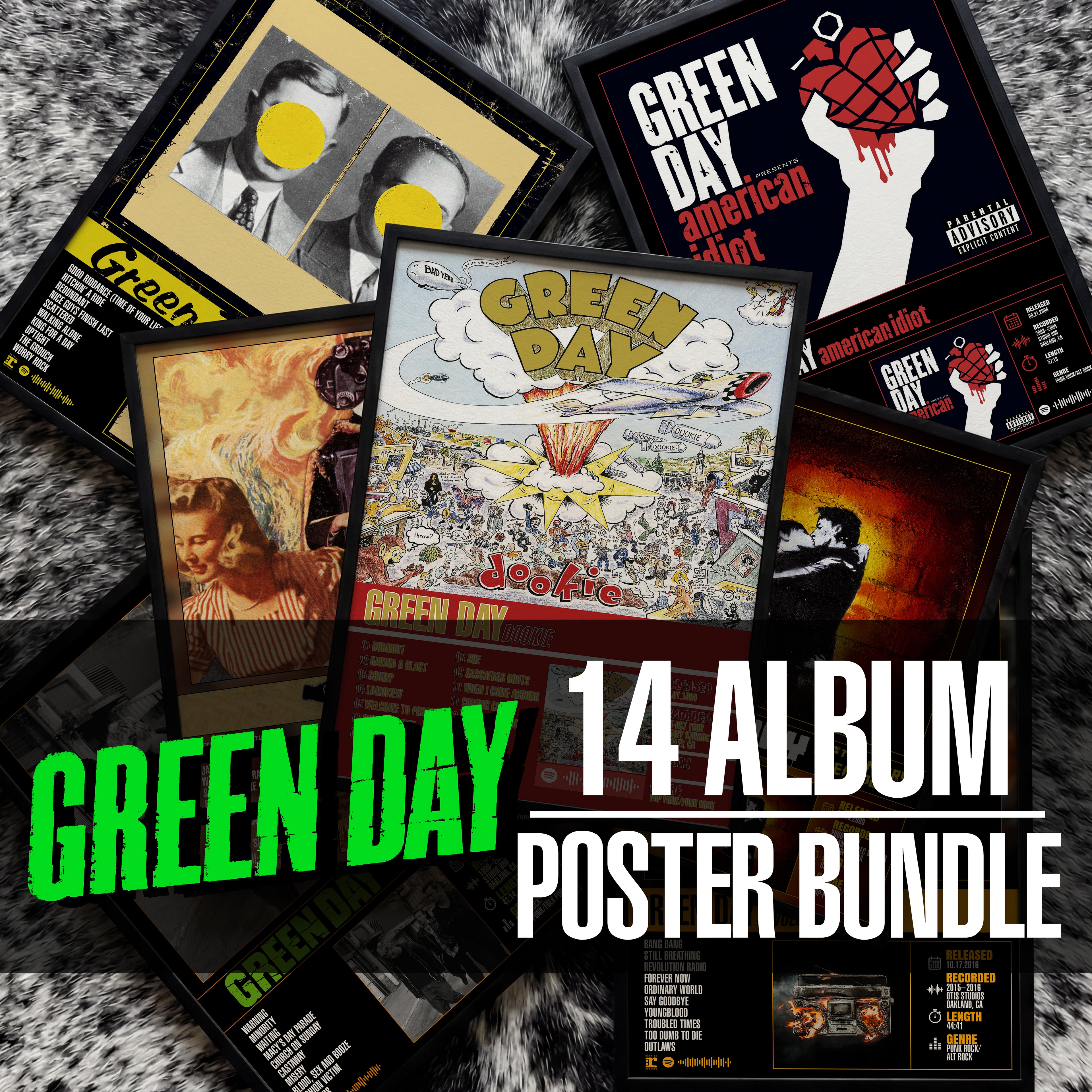 Green Day - 14 Album Poster Bundle (Digital Download)