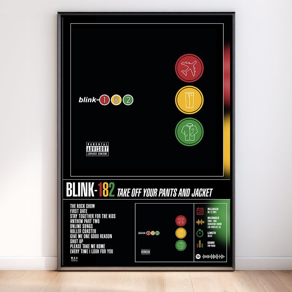 Blink-182 – Take Off Your Pants and Jacket | Tracklist Poster