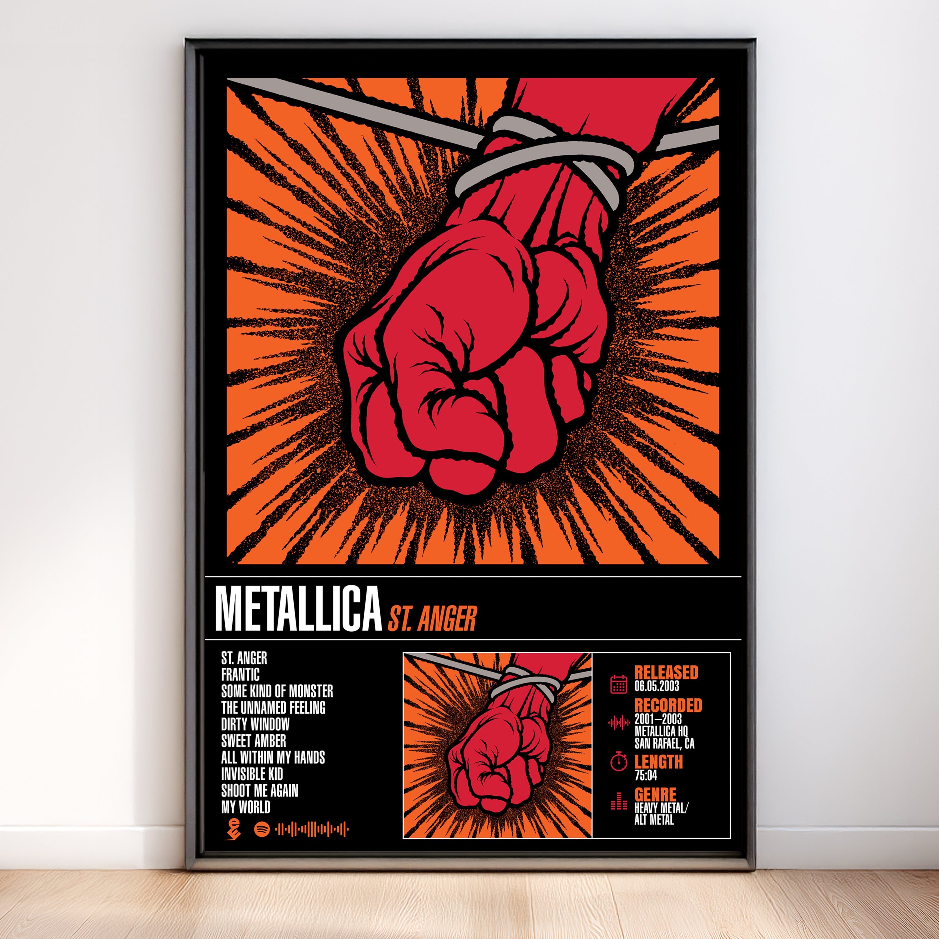 Metallica - St. Anger | Tracklist Poster