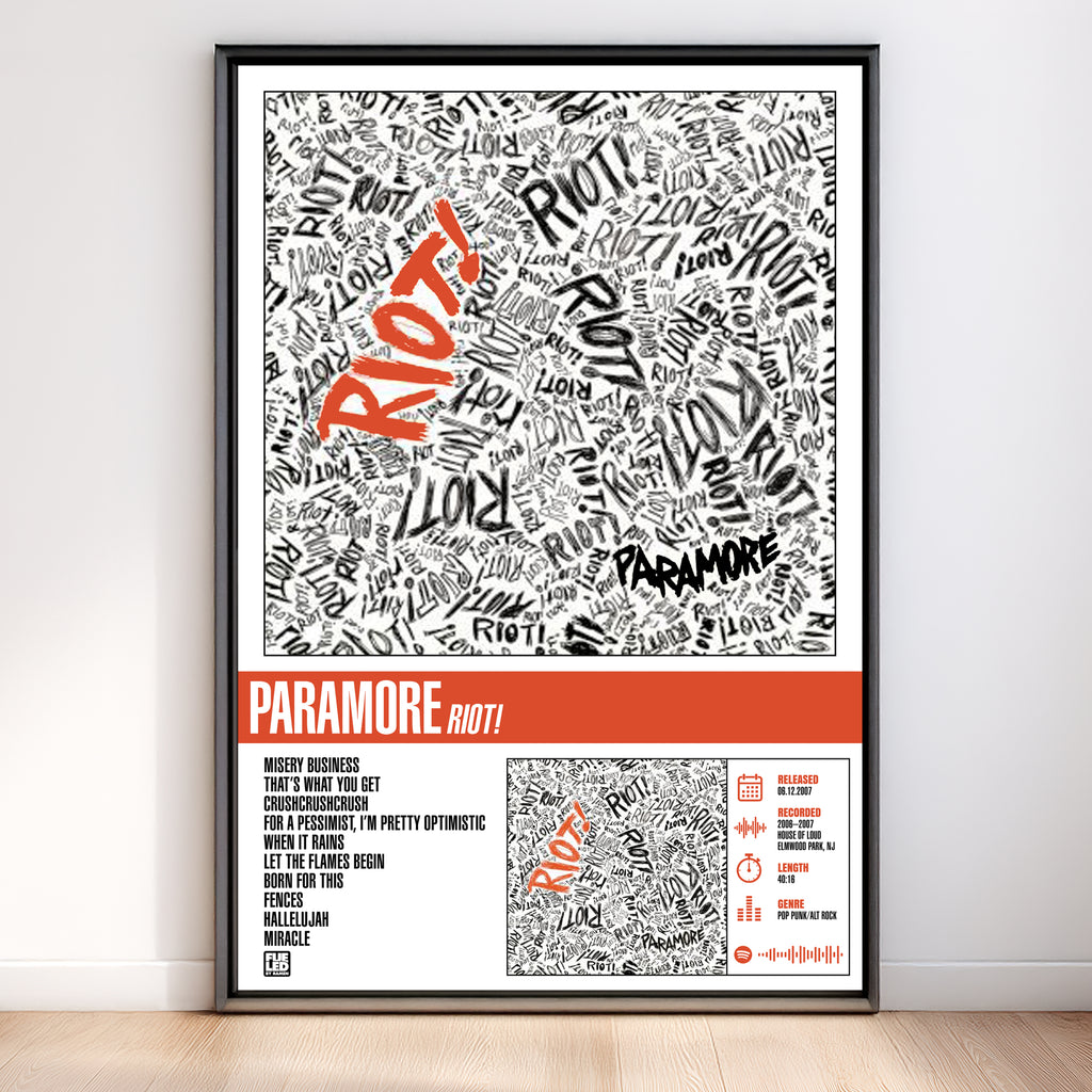Paramore | Riot! Tracklist Poster