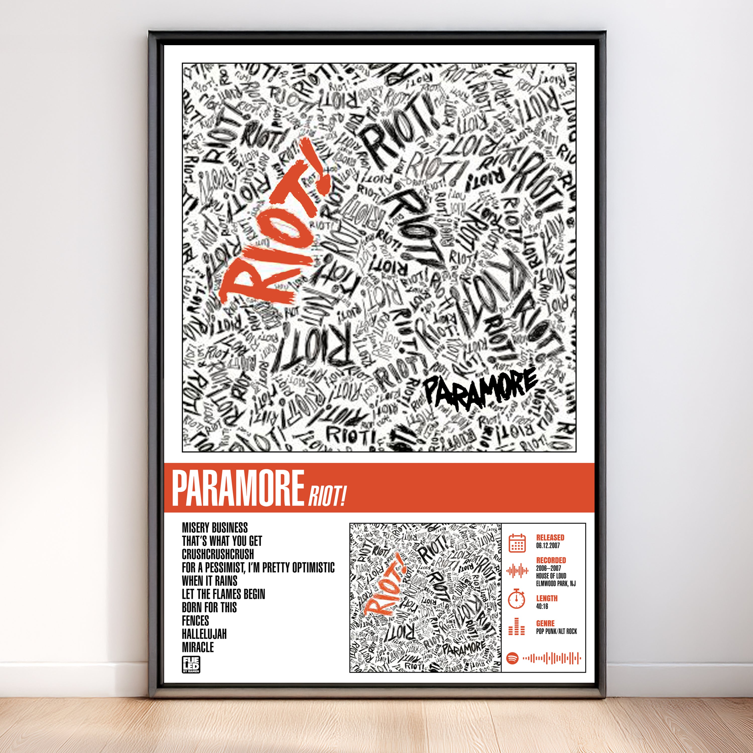 Paramore | Riot! Tracklist Poster