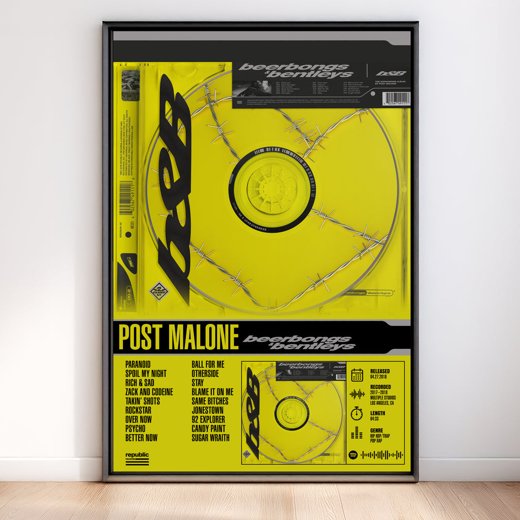 Post Malone – Beerbongs & Bentleys | Tracklist Poster