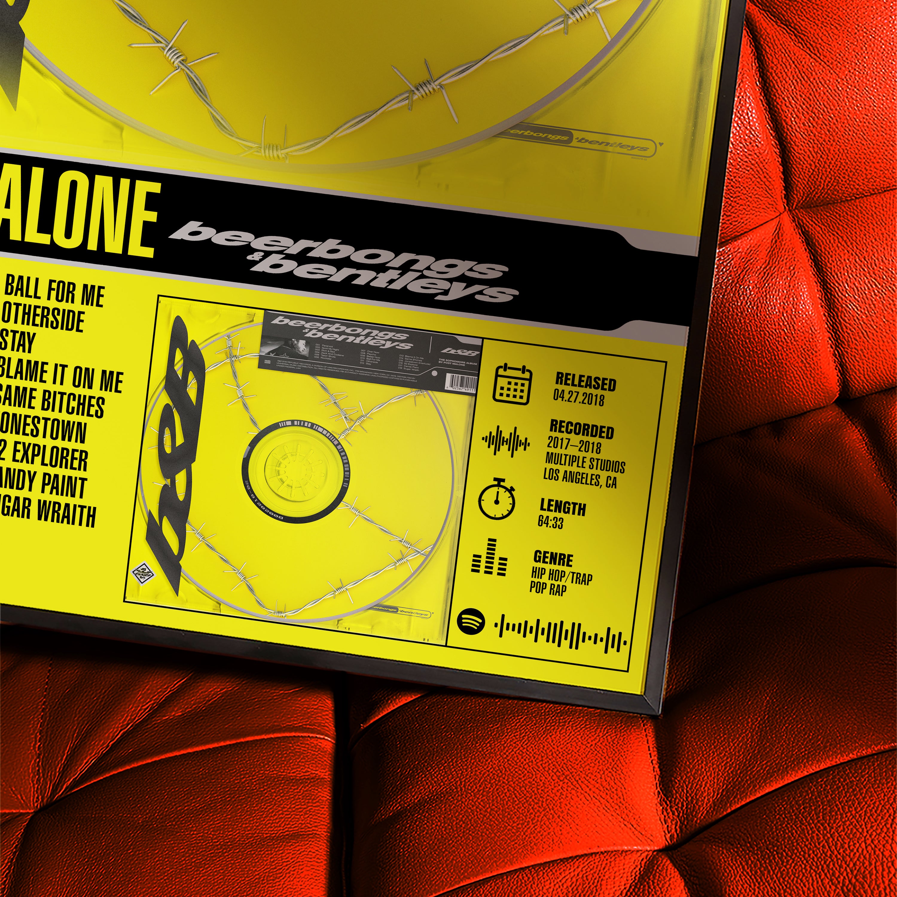 Post Malone – Beerbongs & Bentleys | Tracklist Poster