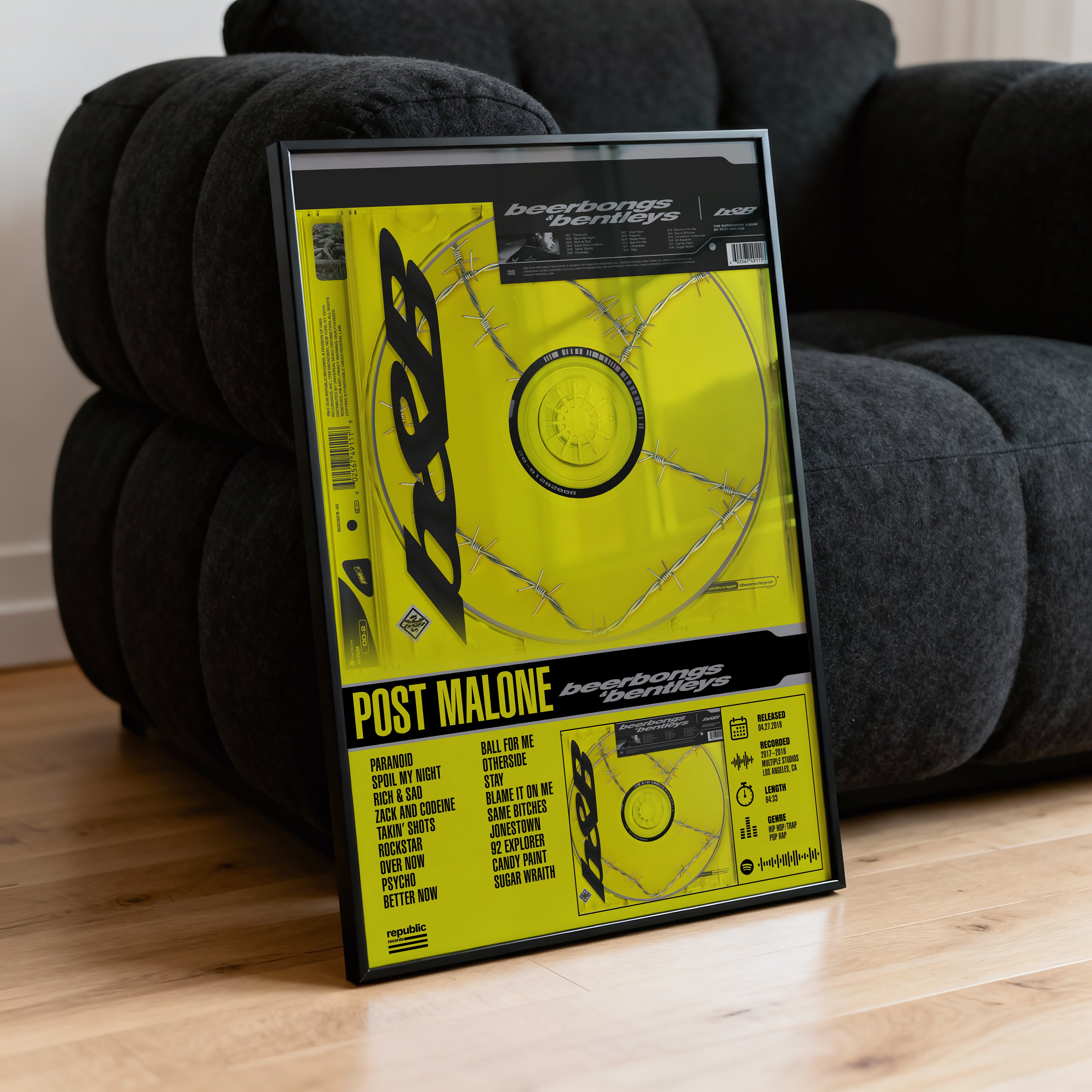 Post Malone – Beerbongs & Bentleys | Tracklist Poster