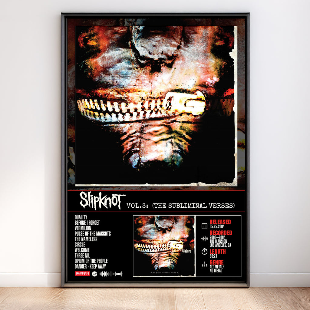 Slipknot - Vol. 3: (The Subliminal Verses) | Tracklist Poster