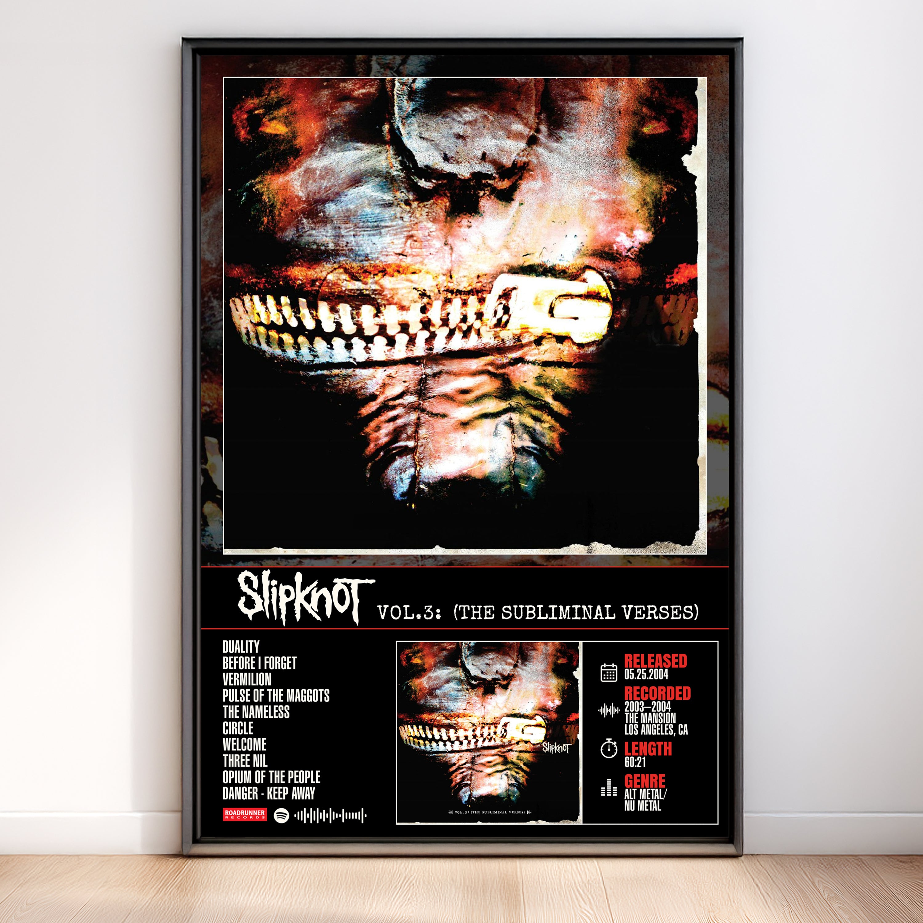 Slipknot - Vol. 3: (The Subliminal Verses) | Tracklist Poster