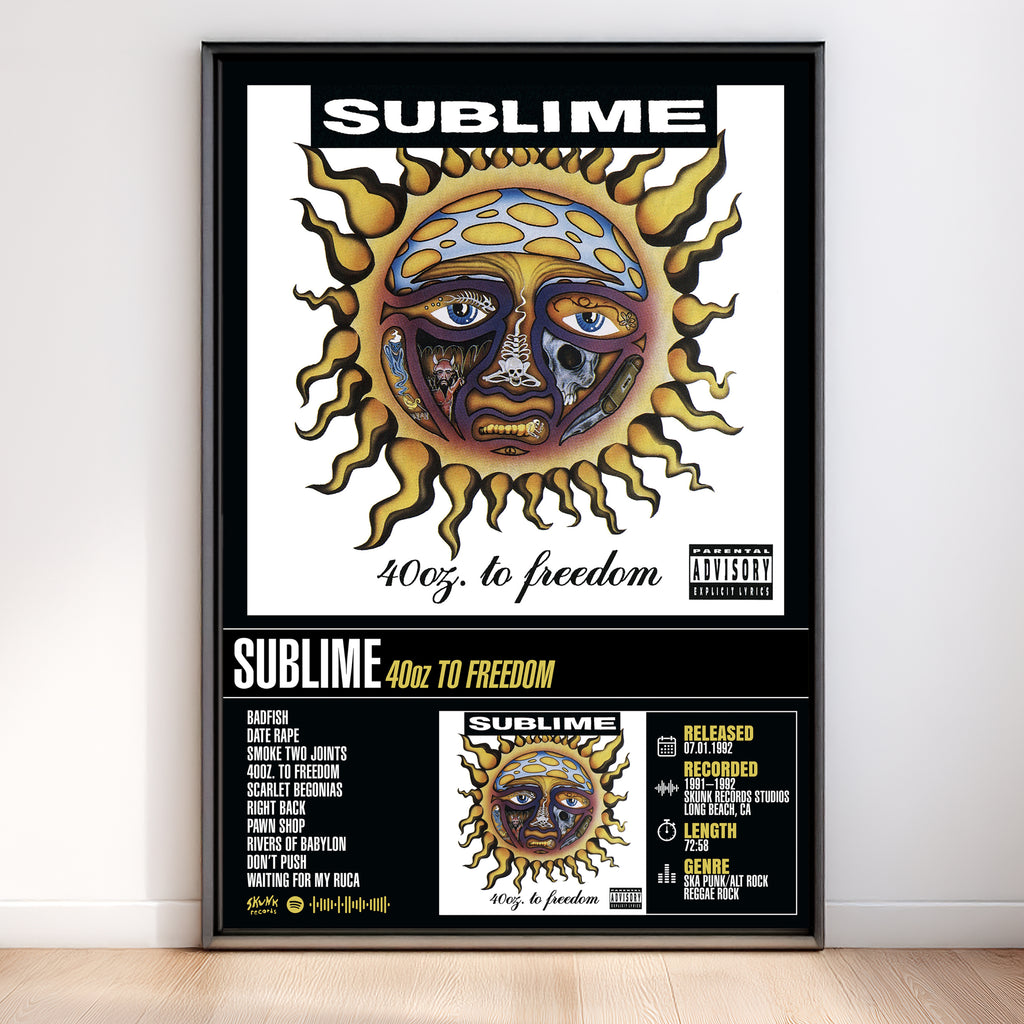 Sublime – 40oz. to Freedom | Tracklist Poster