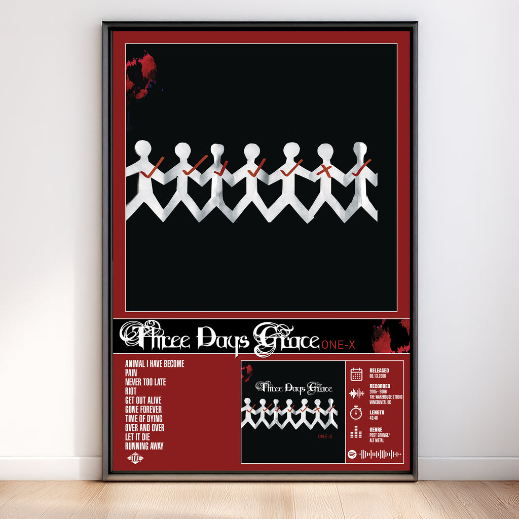 Three Days Grace – One-X | Tracklist Poster