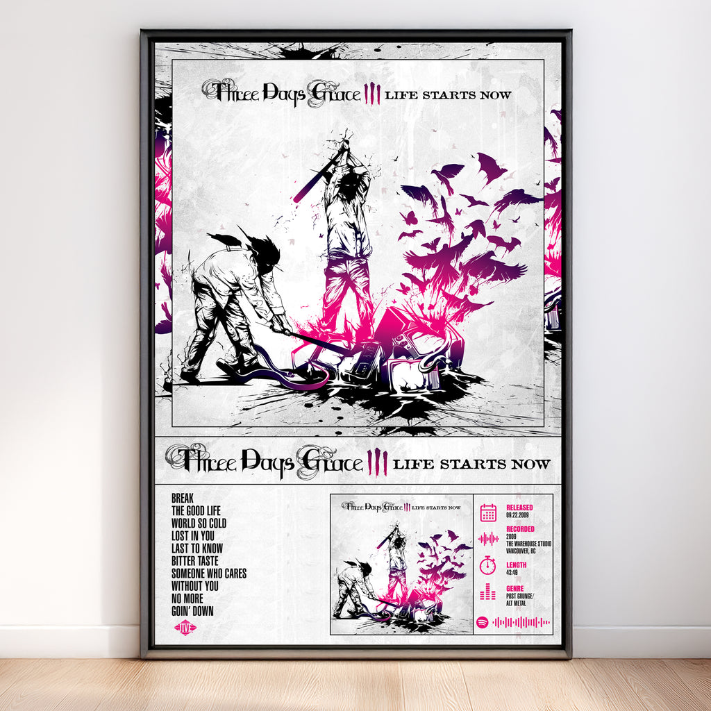 Three Days Grace – Life Starts Now | Tracklist Poster